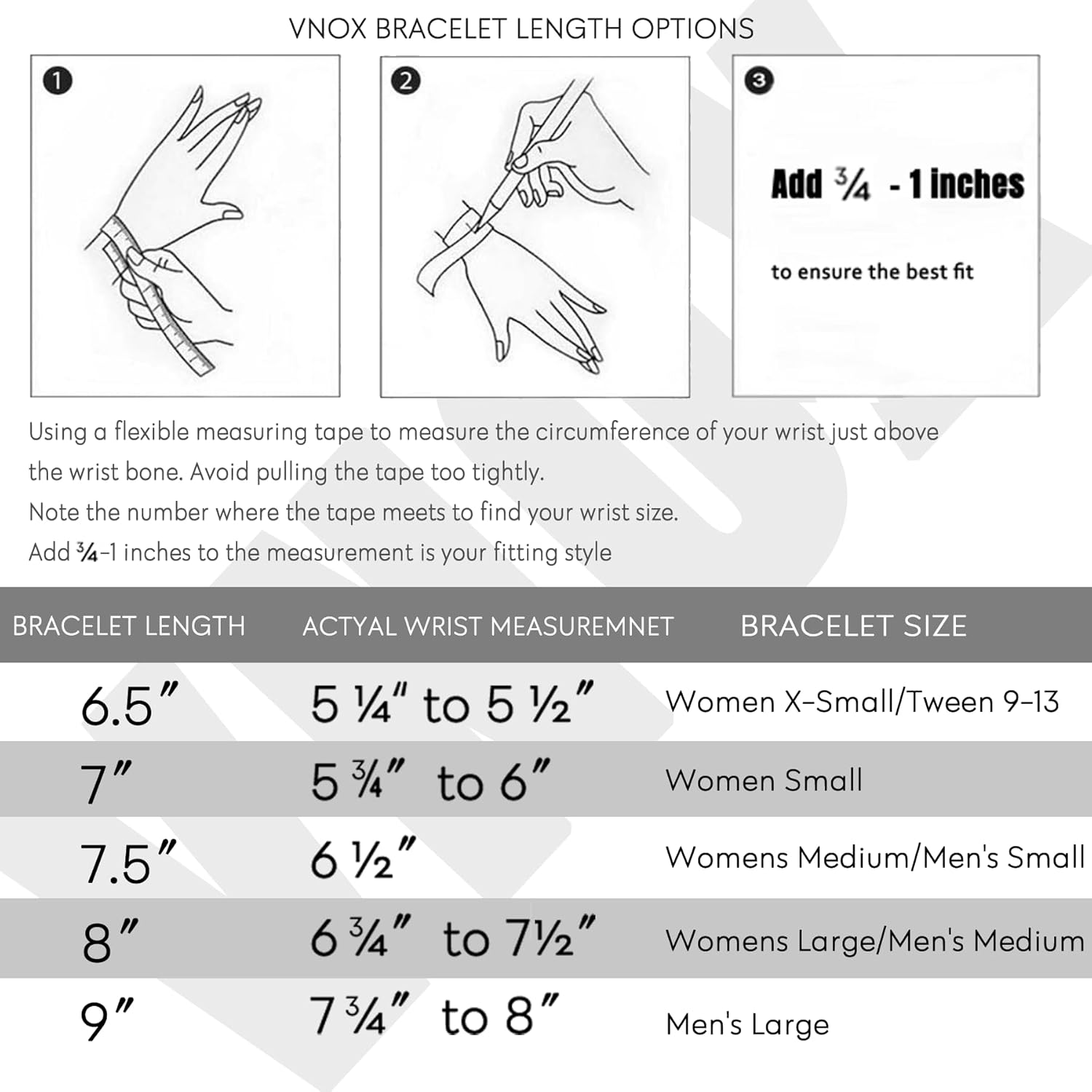 VNOX 2 Pcs Chain Bracelet for Men Women - Sturdy Stainless Steel Curb Width Cuban Link Chain Bracelet Set for Men Women,6.5/7/7.4/8.2/9 Inches - Image 4