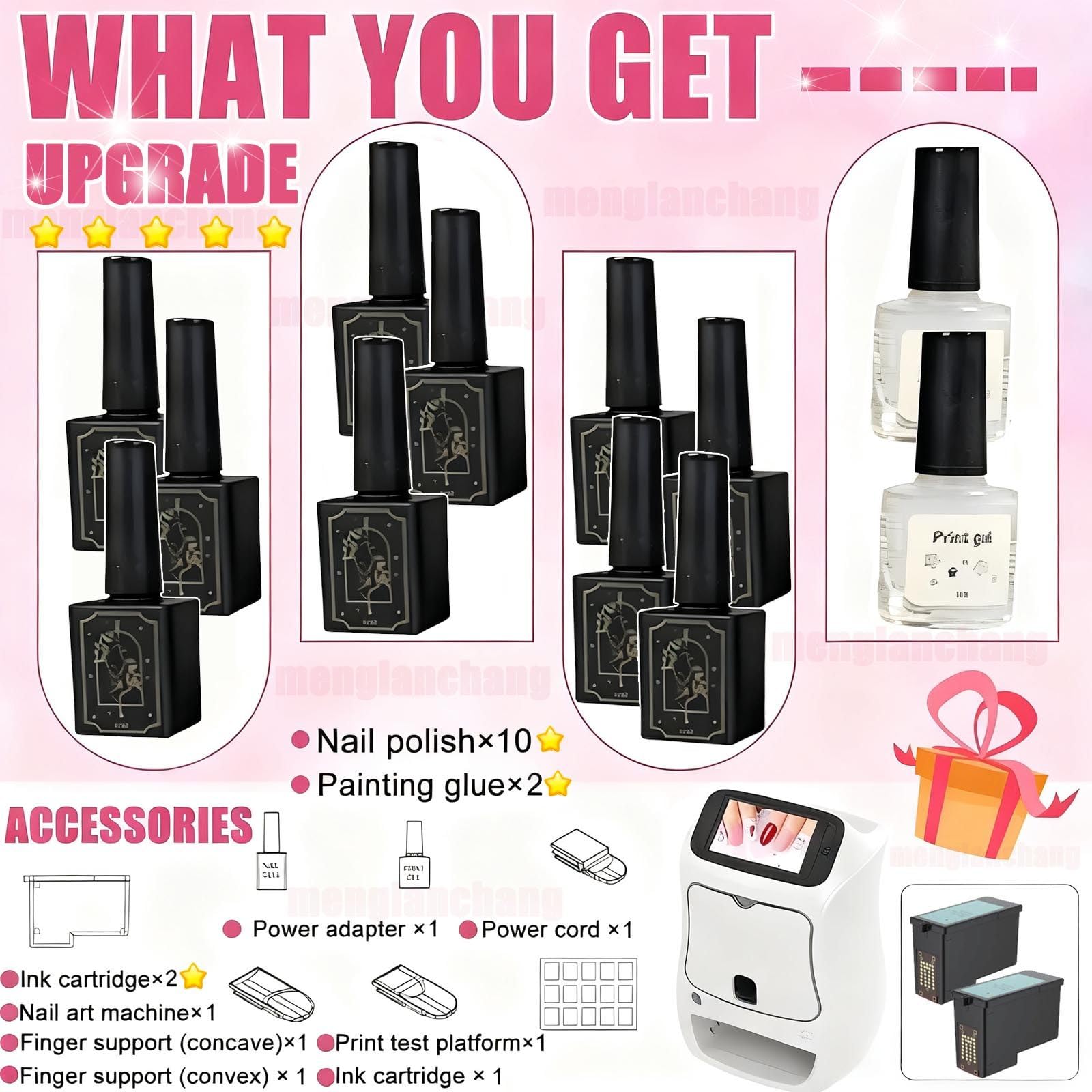 Impresora De UñAs PortáTil con Pantalla TáCtil, Impresora Inteligente DIY para DecoracióN UñAs para El Hogar Y El SalóN, ImpresióN UñAs con AplicacióN MóVil InaláMbrica 2400dpi