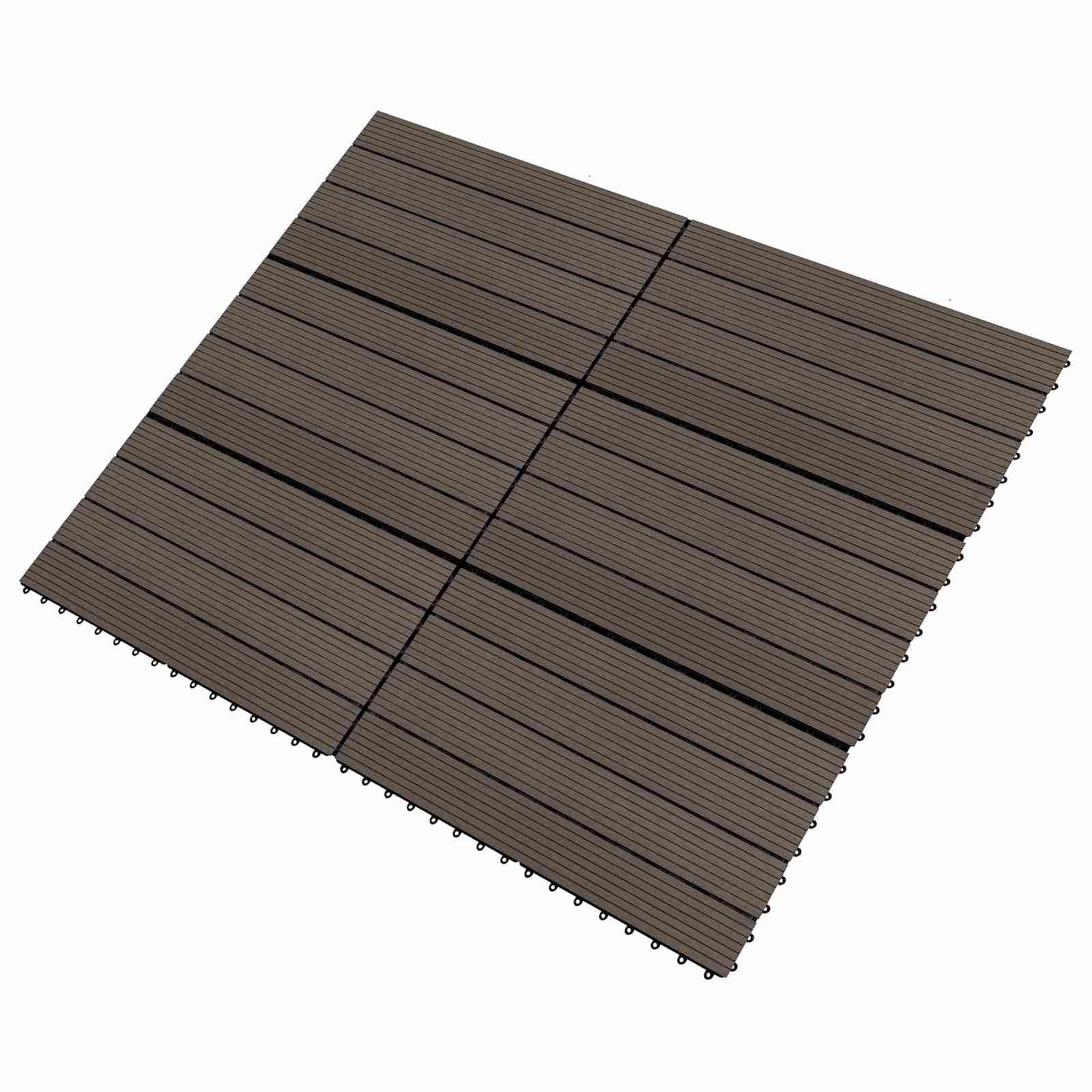 vidaXL Terrassenfliese 6 Stk. Dunkelbraun 60 x 30 cm WPC
