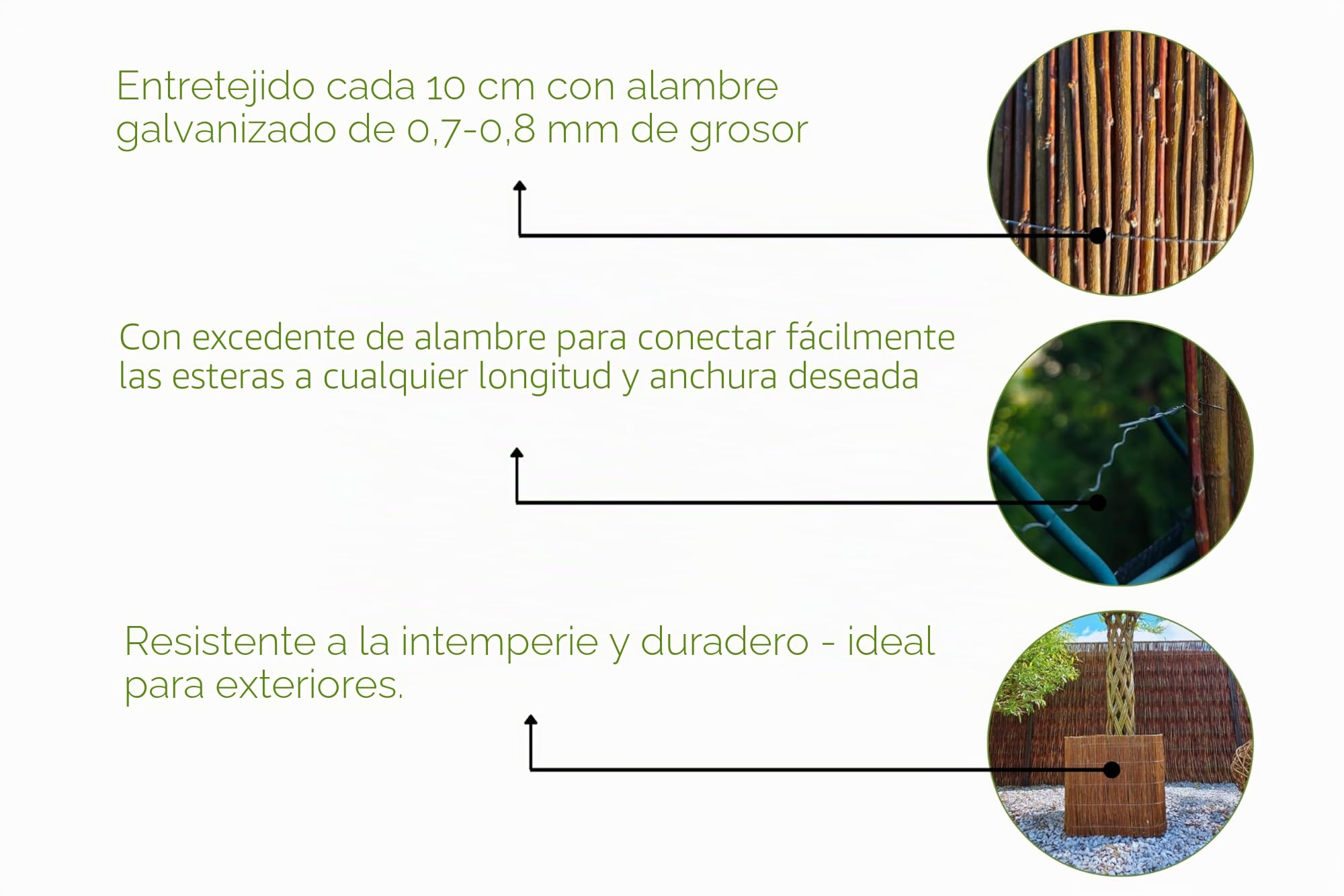 Valla de mimbre Natural 50 x 300 cm - Estera de Mimbre - Cañizo Jardin Ocultacion - Valla Ocultacion Jardin Exterior - Malla Para Balcon y Terraza