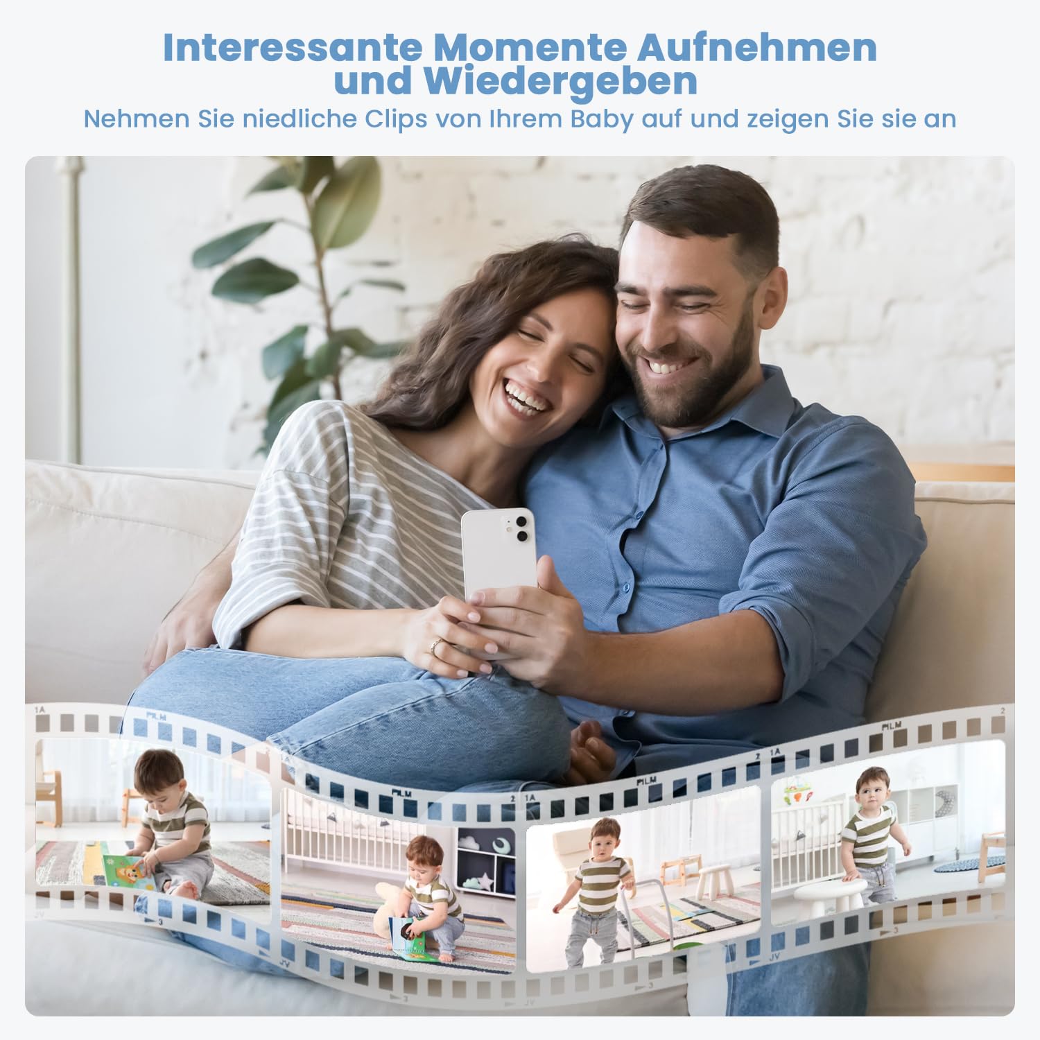 ieGeek Babyphone mit Kamera 2K 3MP, 5 Zoll WLAN Video-Babyfon mit PTZ 360°, Nachtsicht, Bewegungserkennung, App-Steuerung