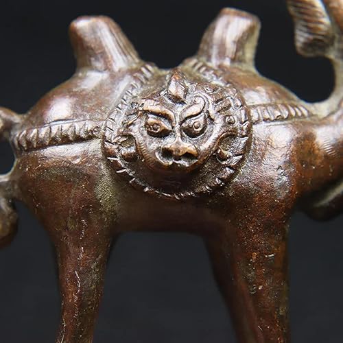 Miniatura 2 de Decoración para el hogar de latón, 3.9 x 1.8 in, cobre antiguo, estatua de camello bactriano, ornamento de escritorio, figura de animales de ruta de