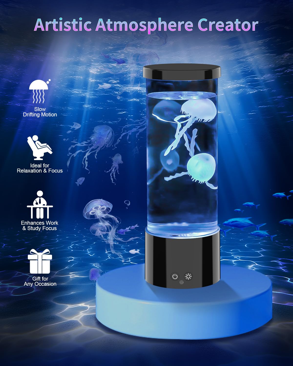 AONESY Lampada Meduse Lampada Lava Medusa Lampada Notturna Telecomando Jellyfish Lamp con 17 Colori che Cambiano & 4 Modalità Medusa Lampada Dell'umore USB Lampada da Tavolo, Nero