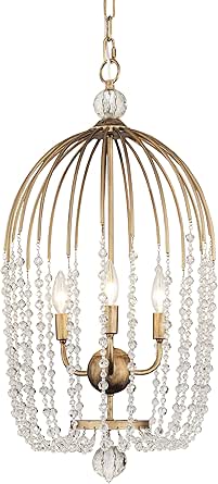 Voliere 3 Light Crystal Tall Pendant - Havana Gold