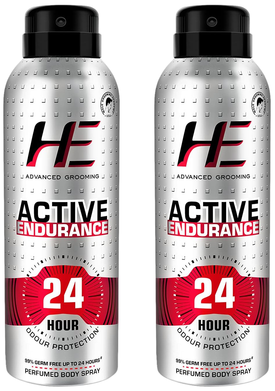 He Active Endurance Perfumed Body Spray, 150ml For Today's Active Men, 24 Hour Odor Protection* 99% Germ Free Up To 24 Hours (Pack of 2)