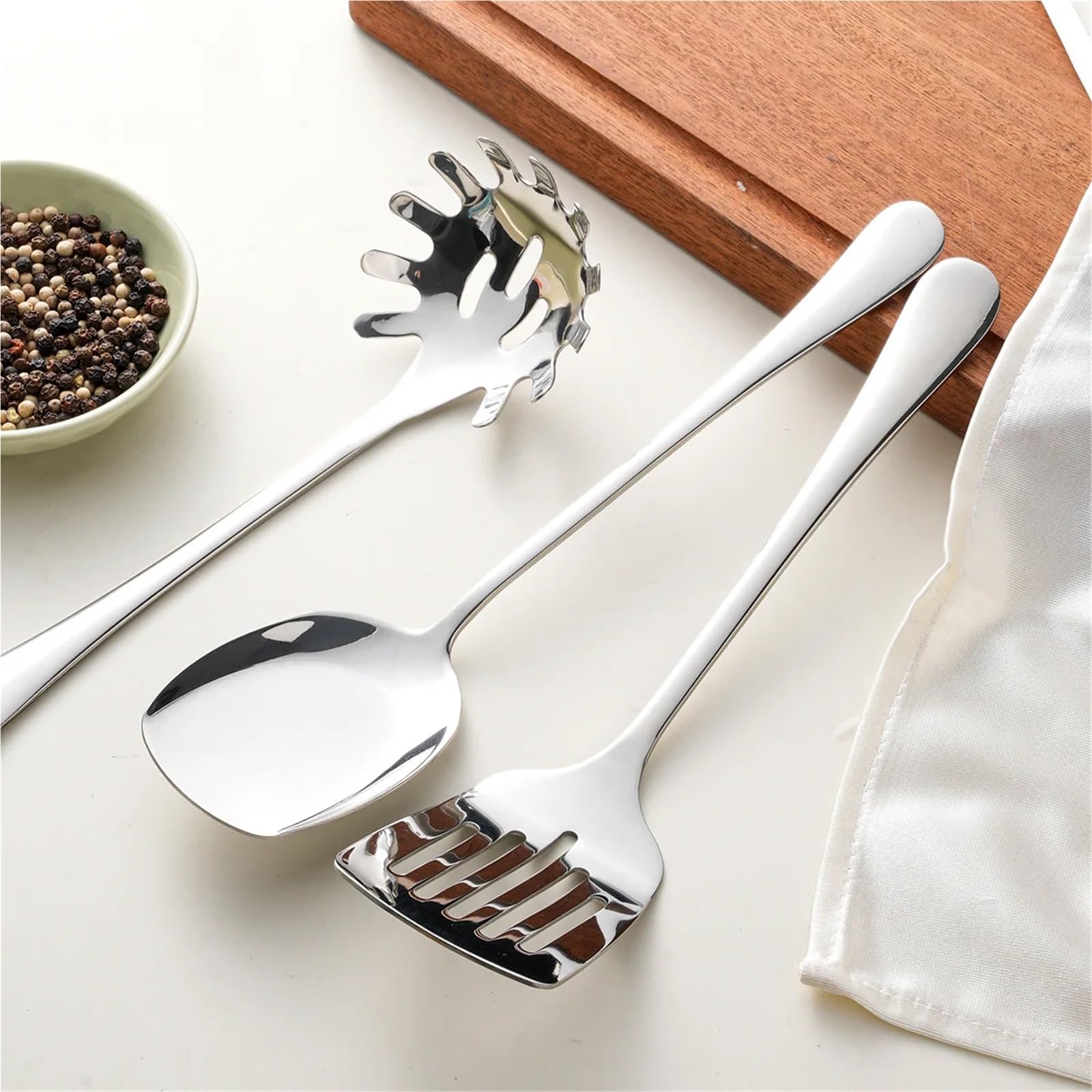 1 Set 304 Edelstahl Spaghetti Server Restaurant Hotel Supplies Service Löffel Braten Spachtel Küche Utensil für Pasta