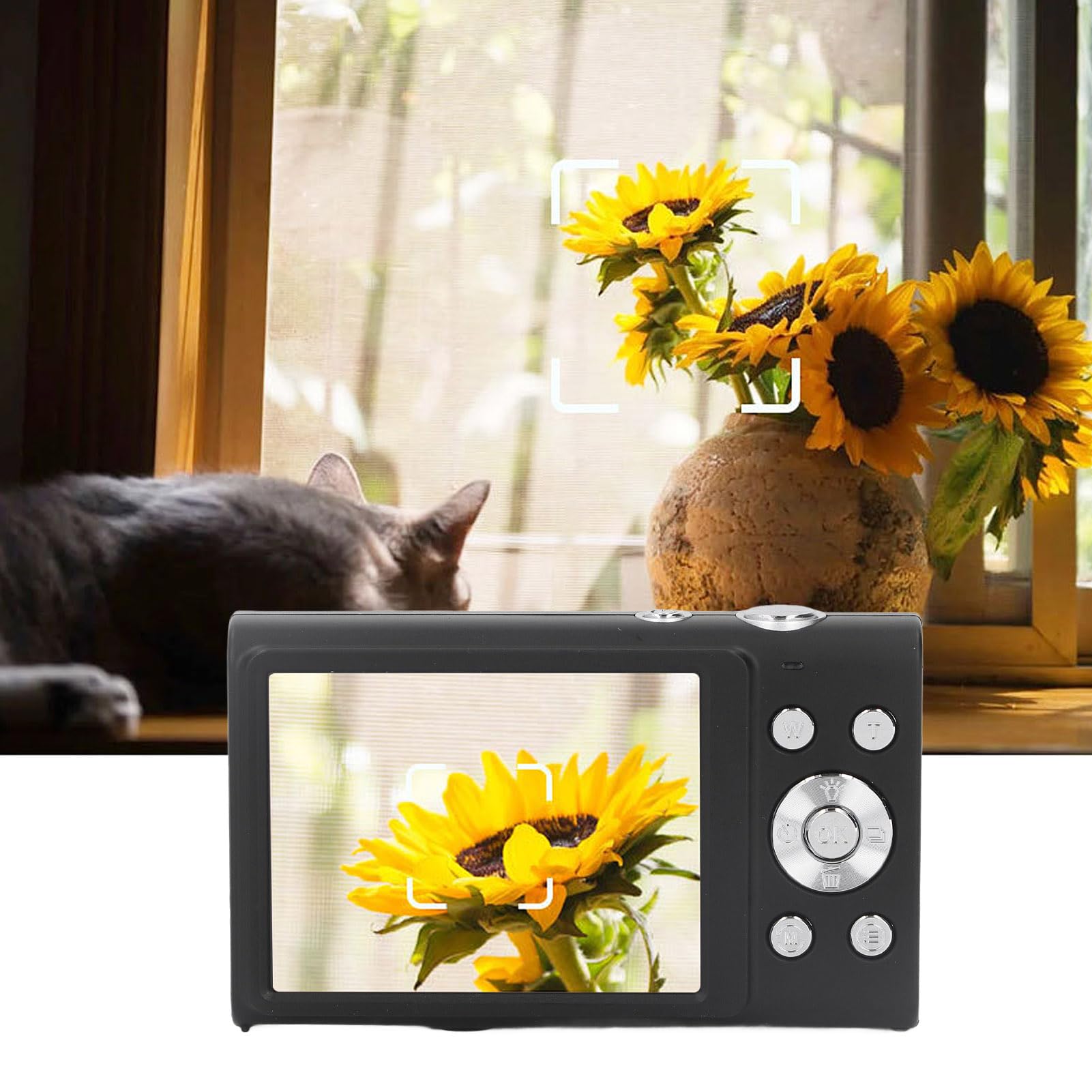 Appareil Photo Numérique 48MP pour la Photographie, Caméscope Vidéo 16x 4K pour Les Voyages, écran IPS de 2,8 Pouces, Mise au Point Automatique, Lumière de Remplissage, (Prise UE)