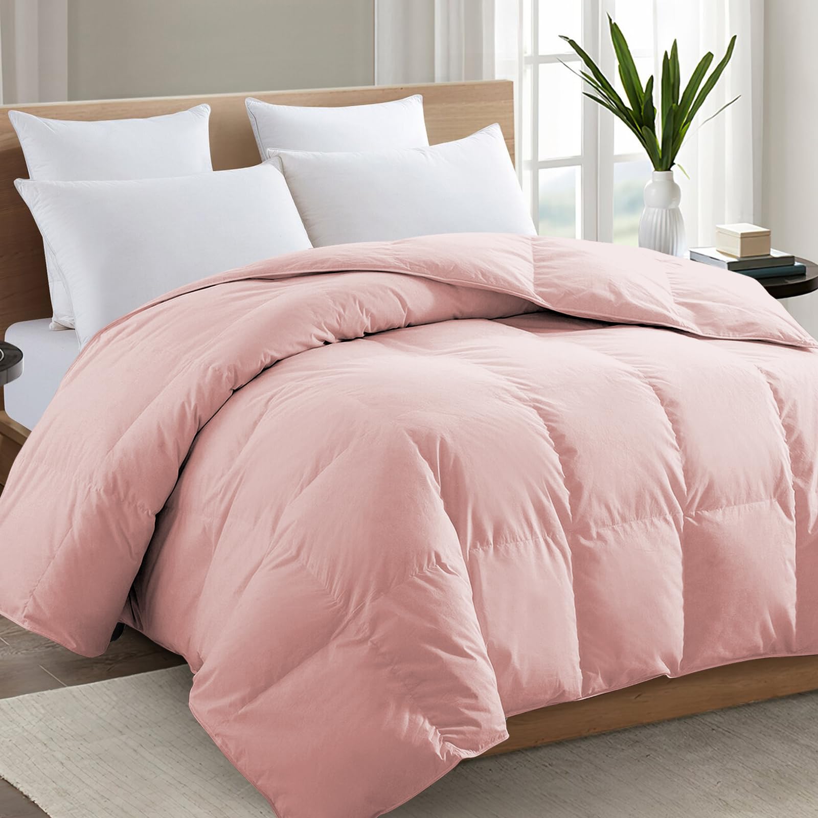 TEXARTIST King Comforter, All Season Down Alternative Pink Duvet Insert