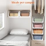 Lifewit 5 Pack Wardrobe Storage Organiser, Stackable Closet Organizer, Hat Boxes, Plastic Clothes Basket, Cupboard Shelves for RV, Bathroom, Kitchen, Laundry Room, Office, Dorm, White, 42 cm Depth - 9