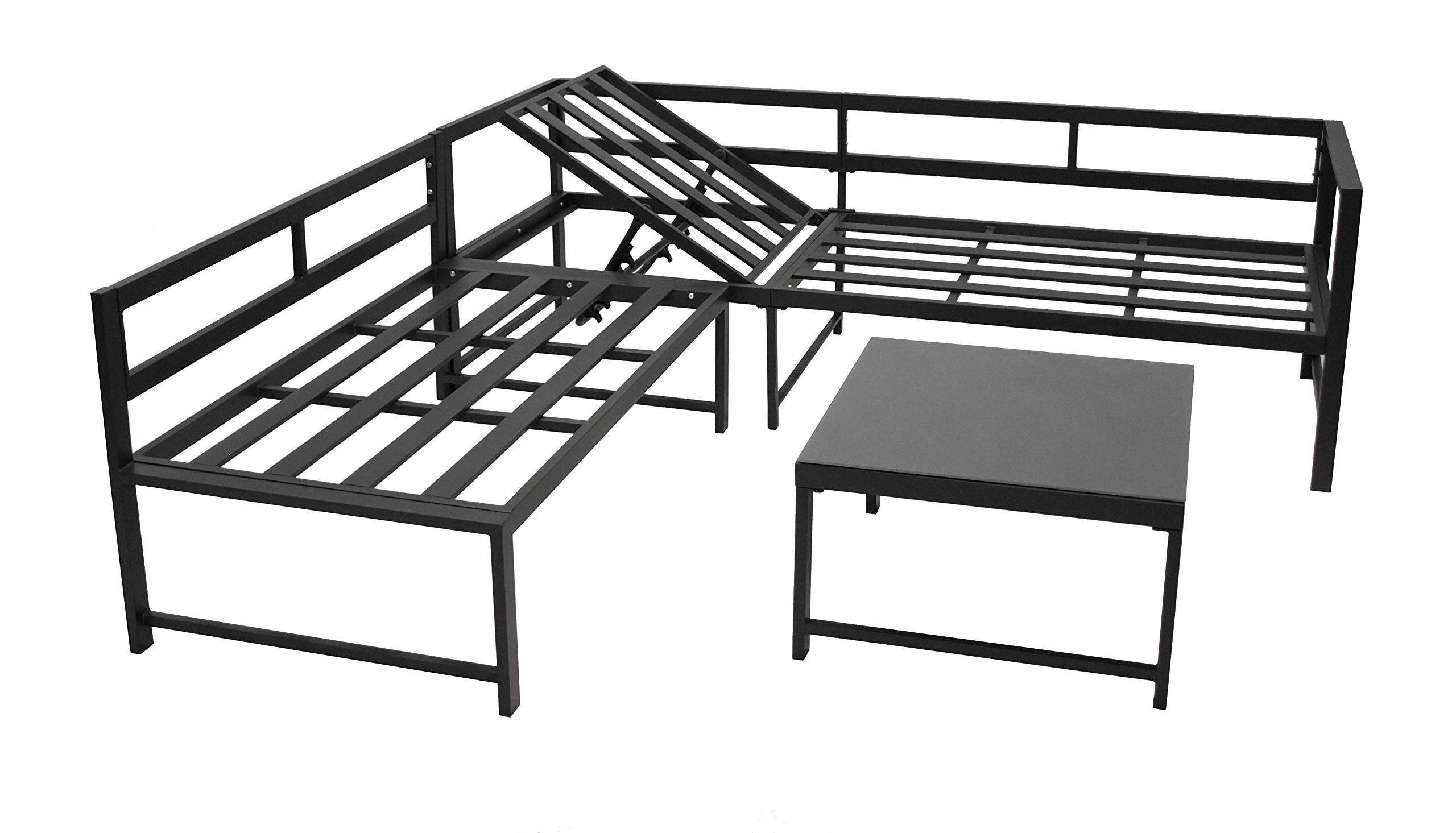 DEGAMO Funktions Eck- Loungeset Montana 192x188cm, Aluminiumgestell dunkelgrau, mit Verstellbarer Liegefunktion und Polstern grau, Outdoor wetterfest