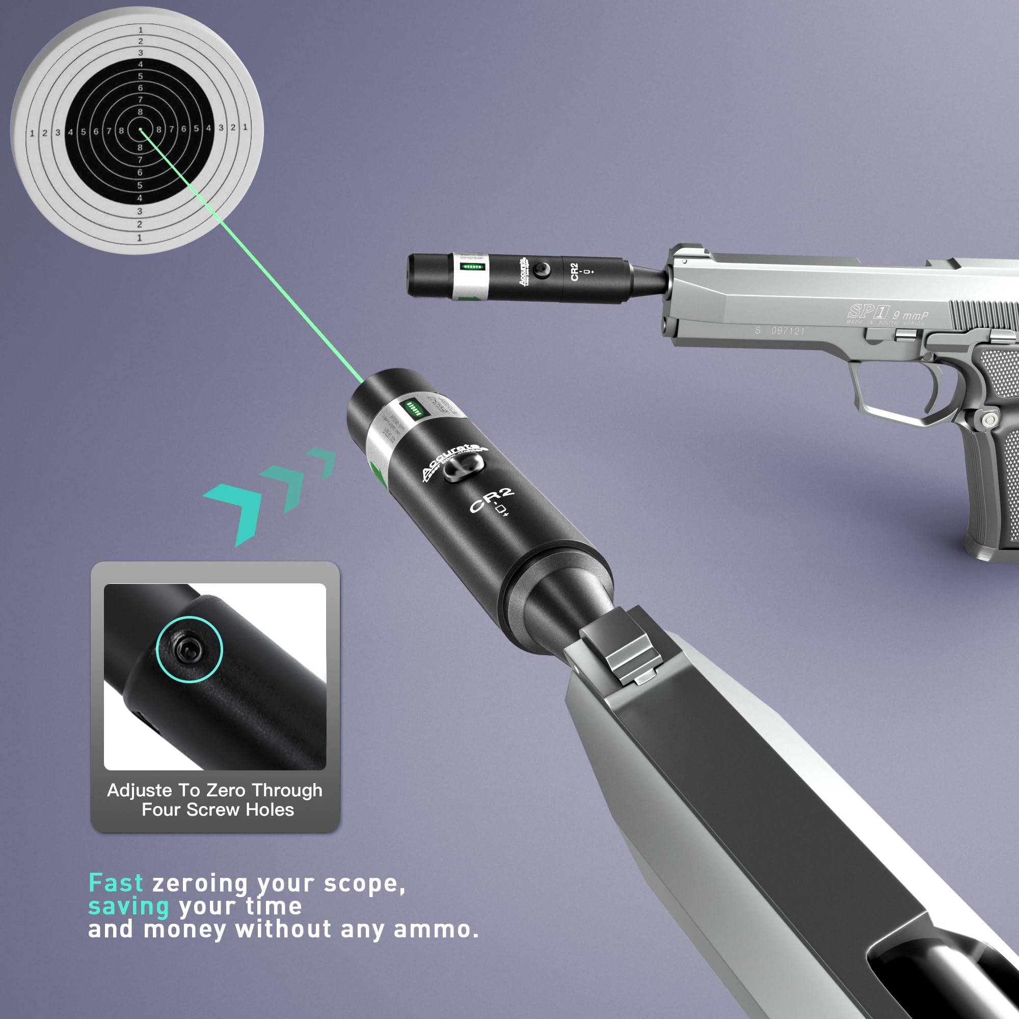Geyet Laser Bore Sight Kit for .177 to 12GA Caliber Rifle Scope Handgun, Upgraded Green Laser BoreSighter Kit for Hunting, Universal Bore sighter with Button Switch for Multiple Caliber