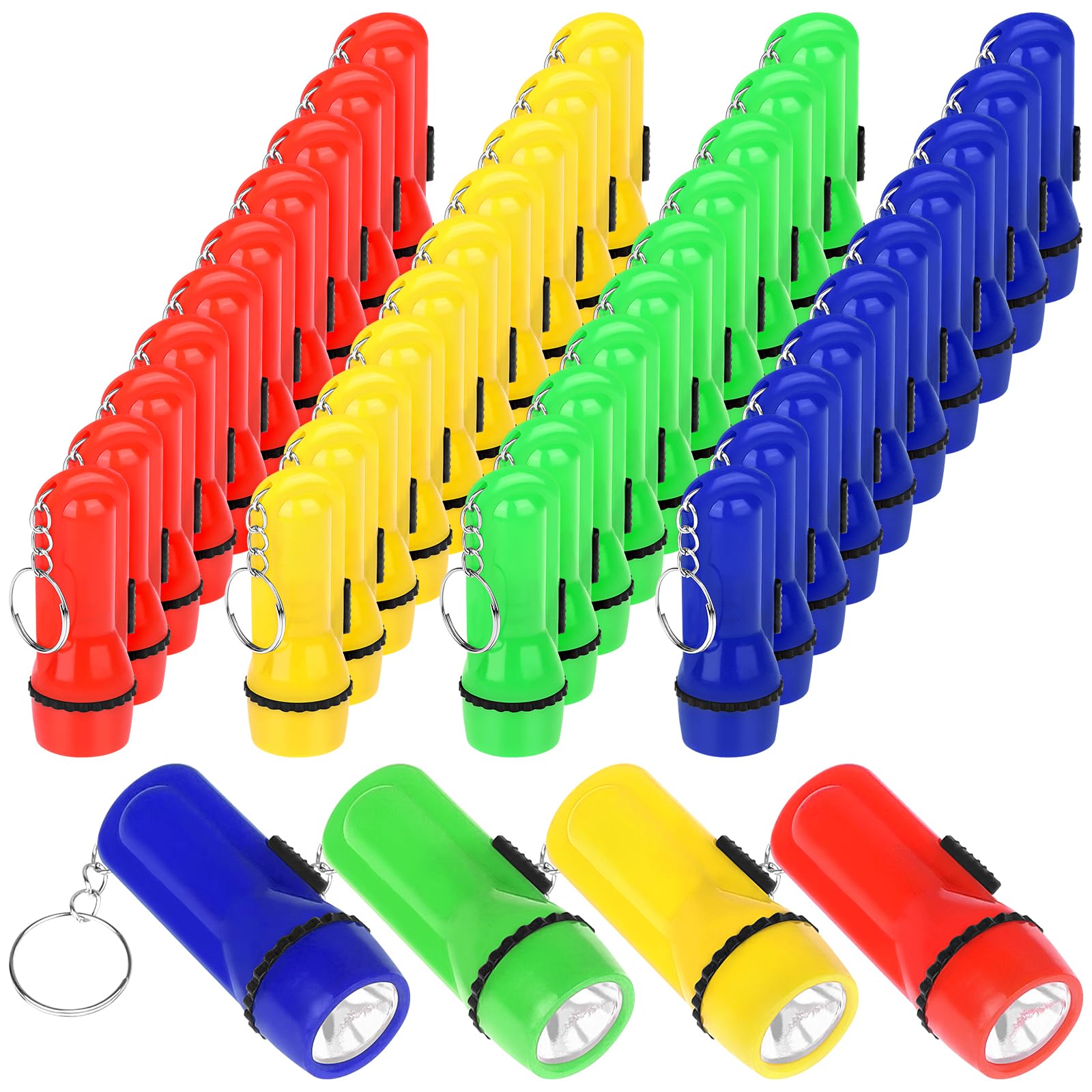 Haiabei 40Pcs Mini Flashlight Keychain Bulk Mini Pocket Flashlights LED Keychain Flashlights Assorted Colors Portable LED Toy Flashlight Led Key