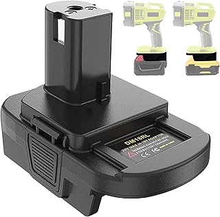 DM18RL Batterie Adapter for Dewalt for Milwaukee 20V/18V Li-Ion Battery Convert to for Ryobi 18V P108 ABP1801 Battery with USB Port (Black)