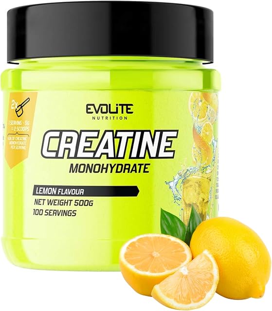Evolite Nutrition Kreatyna Monohydrat 500g - Monohydrat kreatyny w proszku - Creatine Monohydrate - Bez kalorii - z dodatkiem tauryny