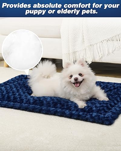Miniatura 3 de Tapete lavable reversible para cama de perro, suave y esponjoso, para perros grandes, jumbo, medianos y pequeños, 41 x 27 pulgadas, azul