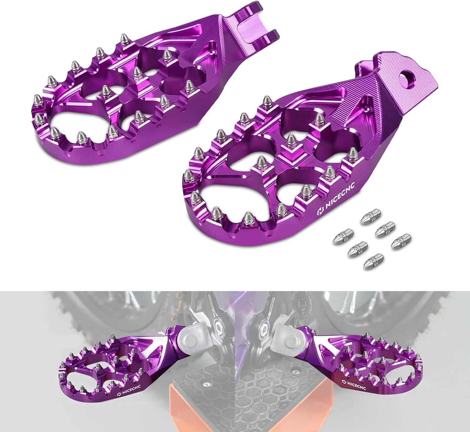 NICECNC Purple Footpegs Foot Pedals Rests Compatible with Surron light bee X/S S/L1E CNC Dirt Bike Foot Pegs Compatible with Segway X160 /X260,See fitment