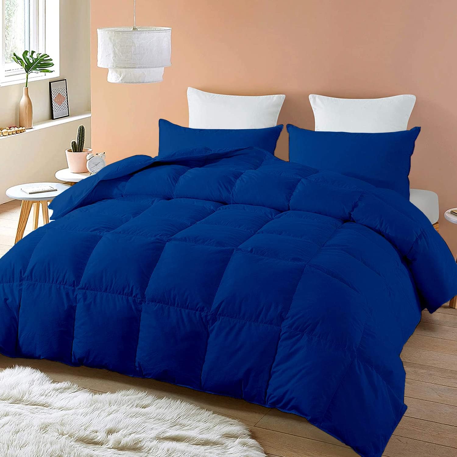 SLEEP-NEST Super King Comforter 120x120 - Extra Large All Season 3 Piece Down Alternative Duvet Insert with 8 Corner Tabs - Oversized King Blanket, Ultra Soft, Breathable, Hotel Luxury - Royal Blue