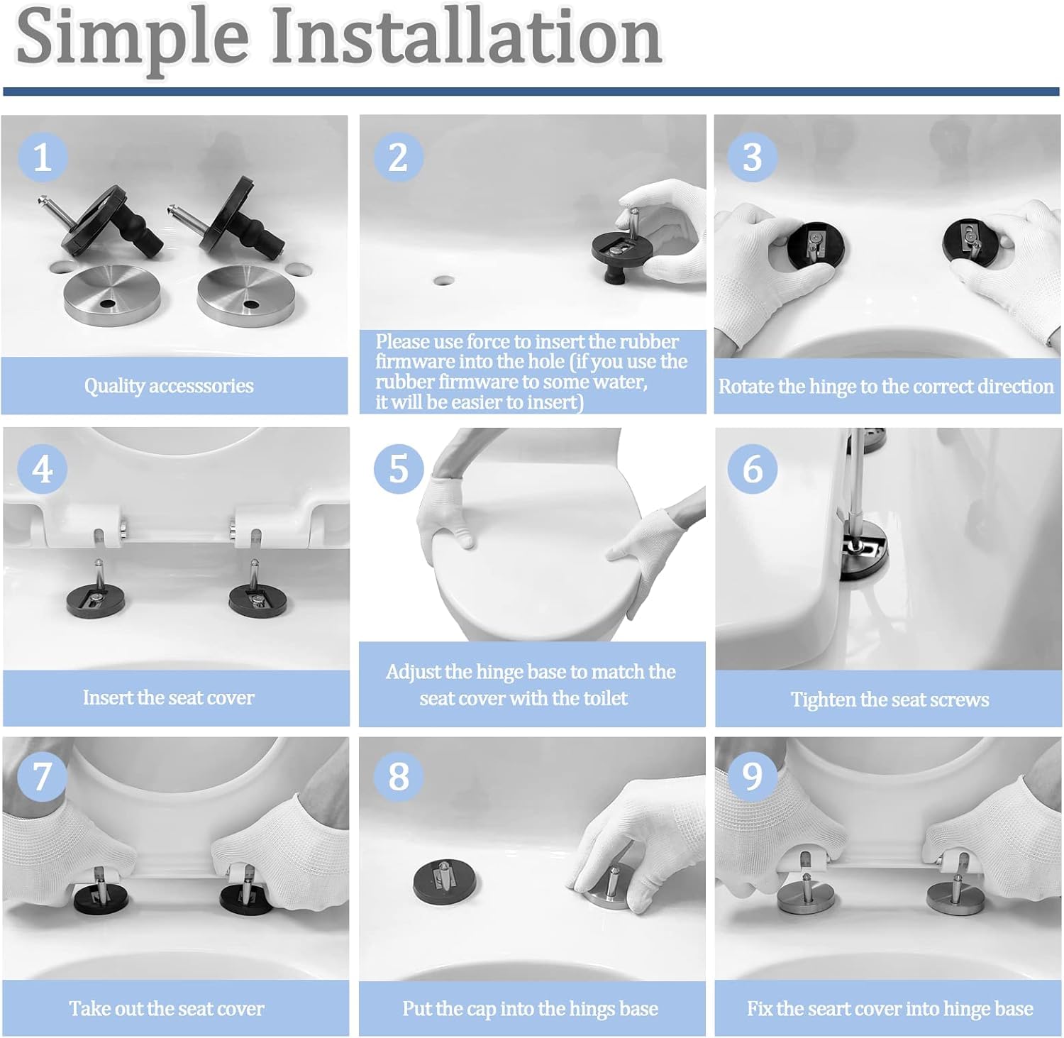 MUU Universal Toilet Seat Bolt kit,Screws,Quick Release,Easy to Install- Toilet Seat Replacement Parts Kit,Toilet Cover Maintenance Accessories,Fixing Accessories (Circle Screws)