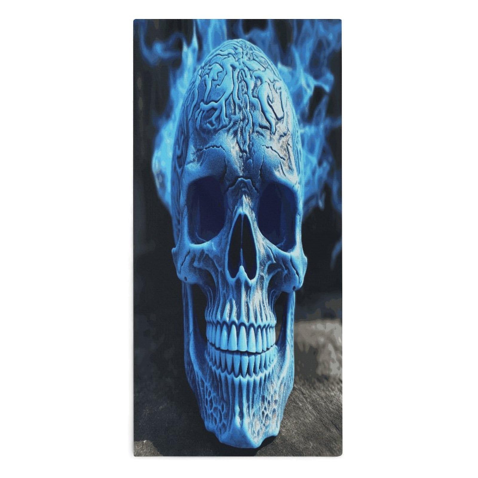 Btcowzrv Style 3D Print Blue Skull Bath Towel Beach Towels Shower Towel