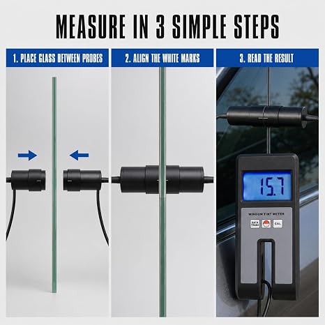 Window Tint Meter, Car Film Transmission Meter Window Tint,VLT Tester Coating 0 to 100% Visual Light Transmission for Mesuring Film, Filmed Glass, Window Tint, Side Windshield