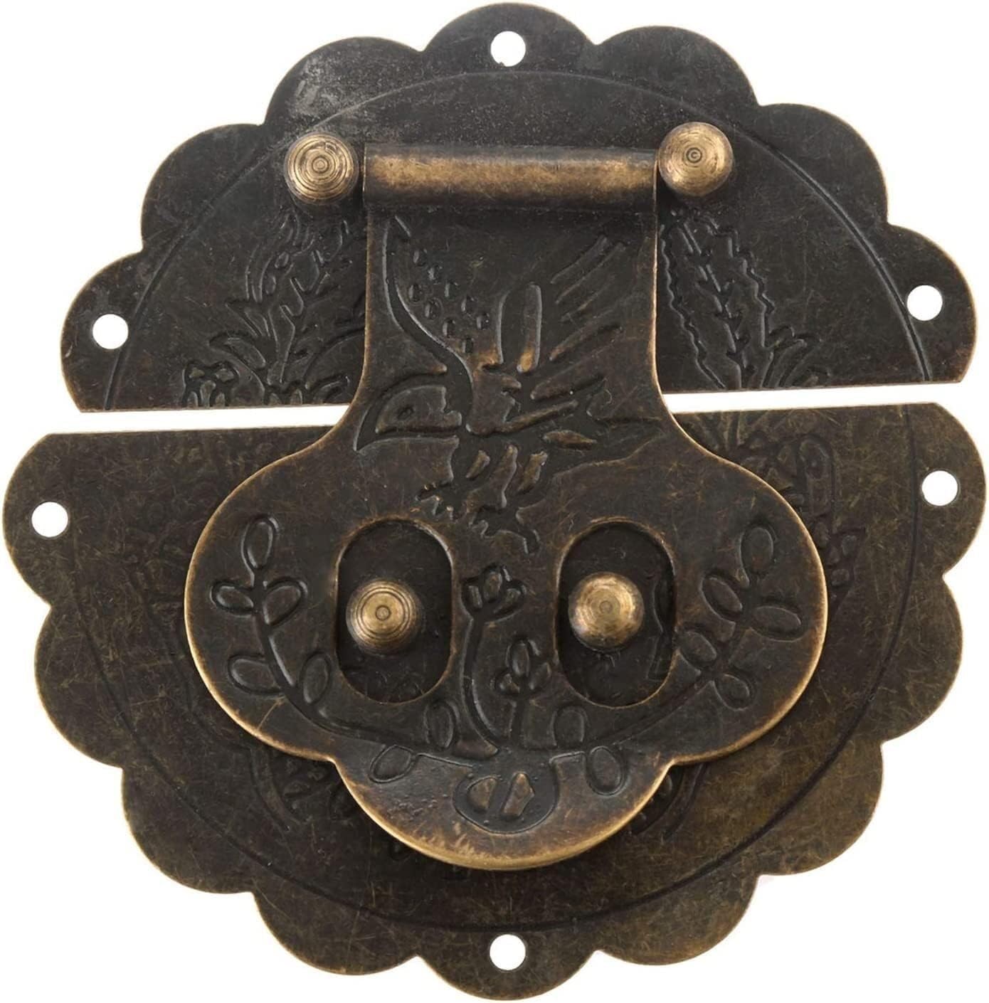 Hasps Latch, Box Latch Decorative Buckle Jewelry Wooden Box Suitcase Buckle Latch with Screw Vintage Furniture Hardware 100mm