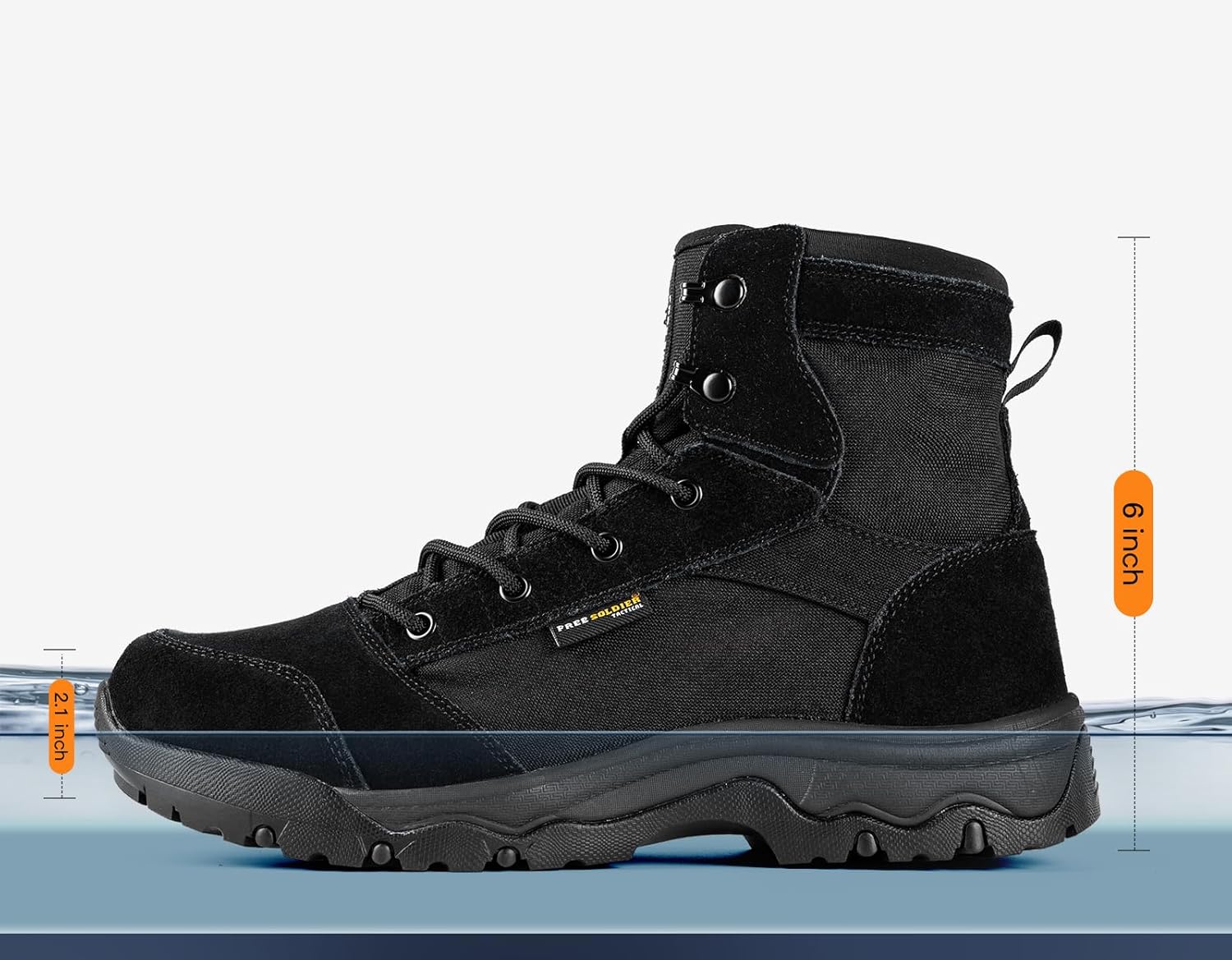 FREE SOLDIER Men's Tactical Hiking Boots 6 Inches Lightweight Breathable Work Boots Military Desert Boots(Black 10) - Image 3