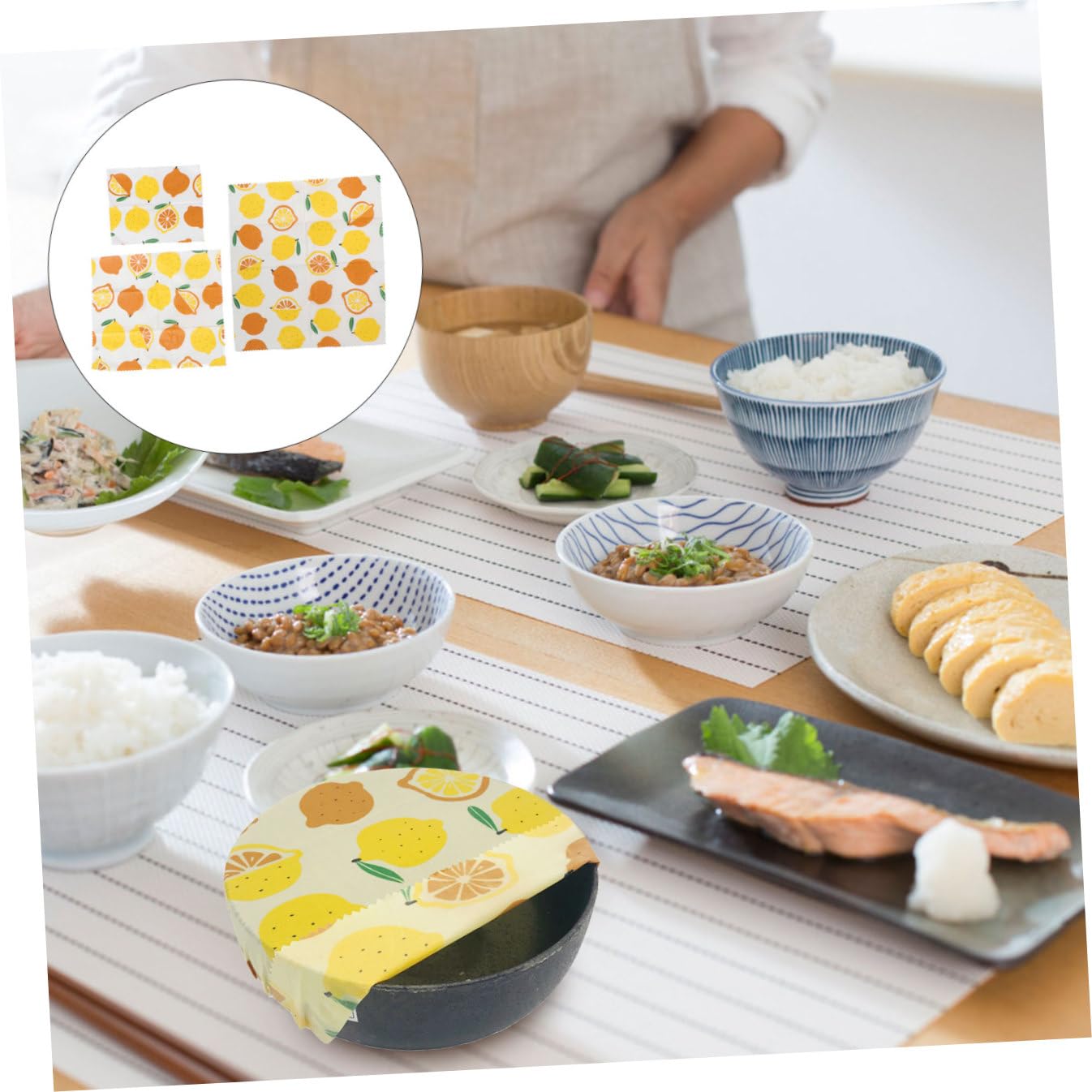 Mipcase 3 Pezzi Tessuti per Alimenti Cera D’Api Riutilizzabili, Involucro per Formaggi e Frutta, Eco-Friendly