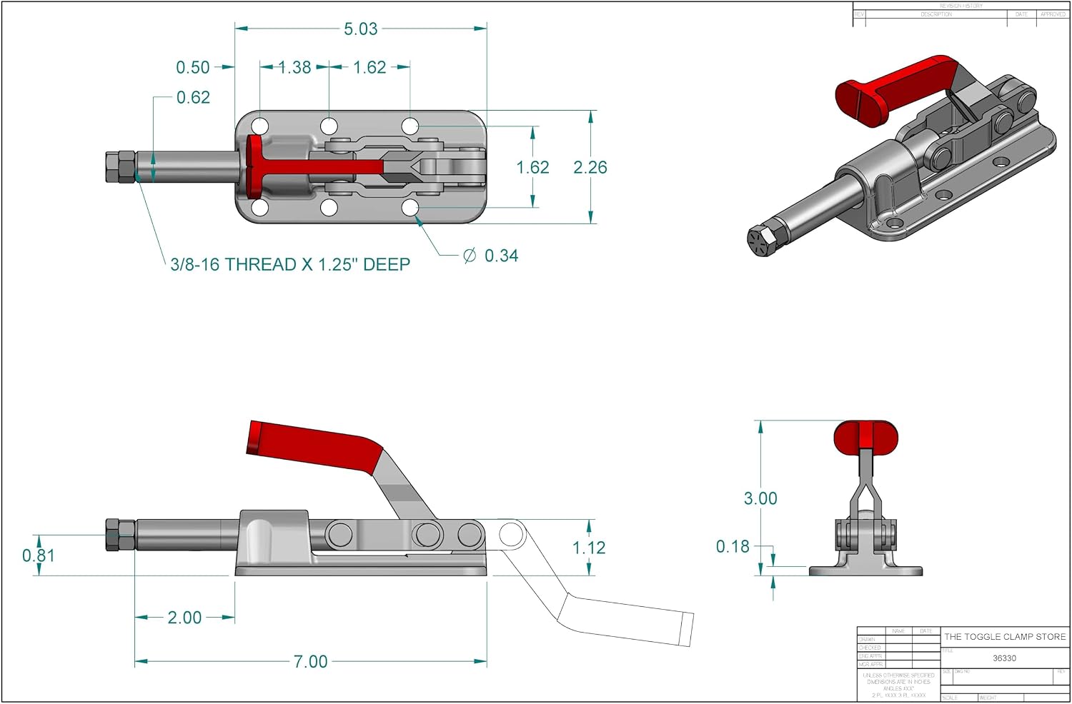 PP-36330 PUSH PULL TOGGLE CLAMP Pack of 5