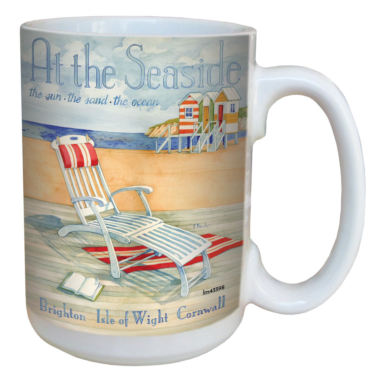 Tree-Free Greetings lm43398 Elegant Seaside Beach Chair by Paul Brent Ceramic Mug with Full-Sized Handle, 15-Ounce