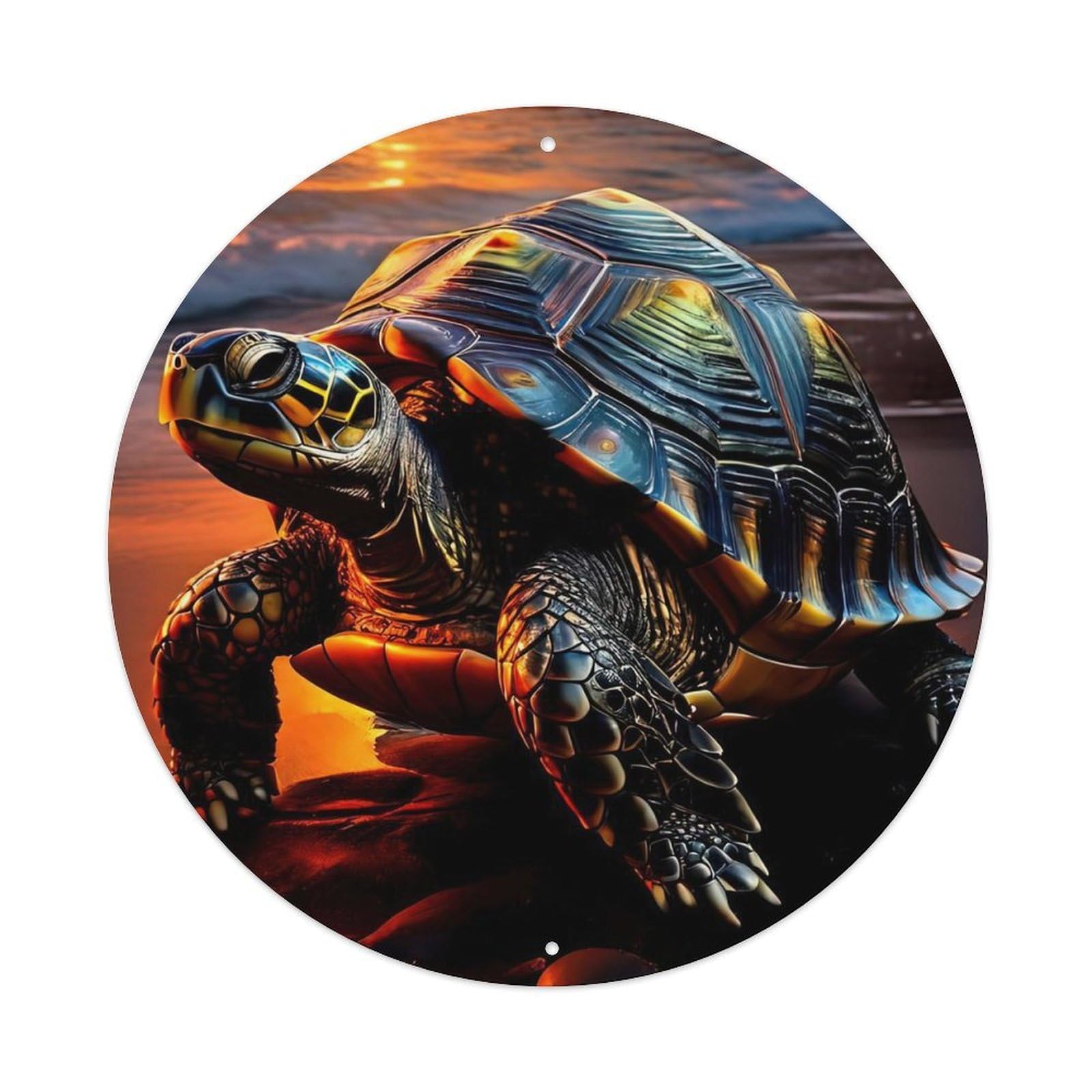 Marine Animal - Sunset Metallic Turtle Metal Tin Sign