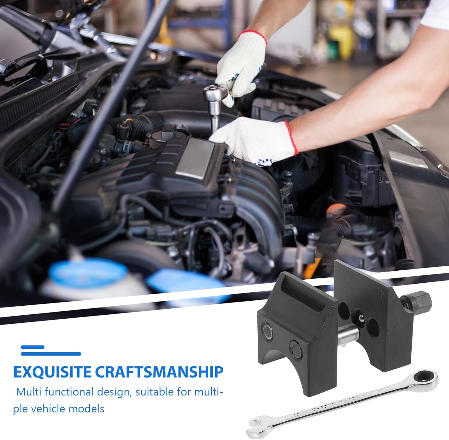 BESTOYARD Strut Spreader Tool Heavy Duty Hub Splitter with Wrench for Easy Suspension Strut Removal Steering Repairs Durable User Friendly Automotive Tool