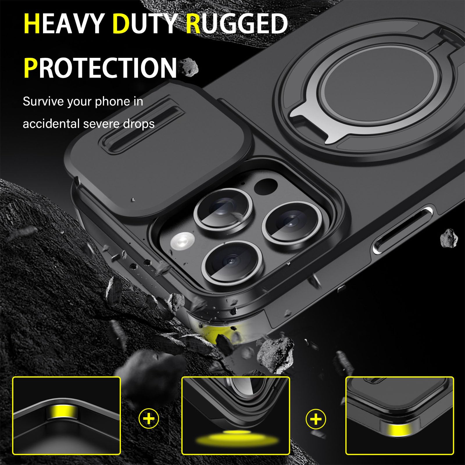 For iPhone 14 15 Pro Max 13 12 11 Slide Camera Case