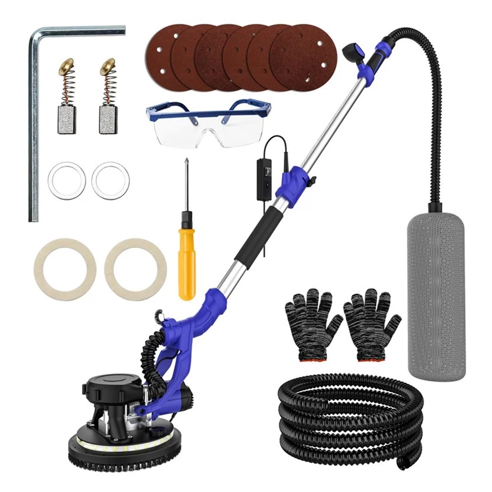 Wafohsr One Color Drywall Sander Adjust Speed Foldable Floor Wall Polishing Grinding Led Light Putty Polisher Machine Auto Dust Powerful Motor