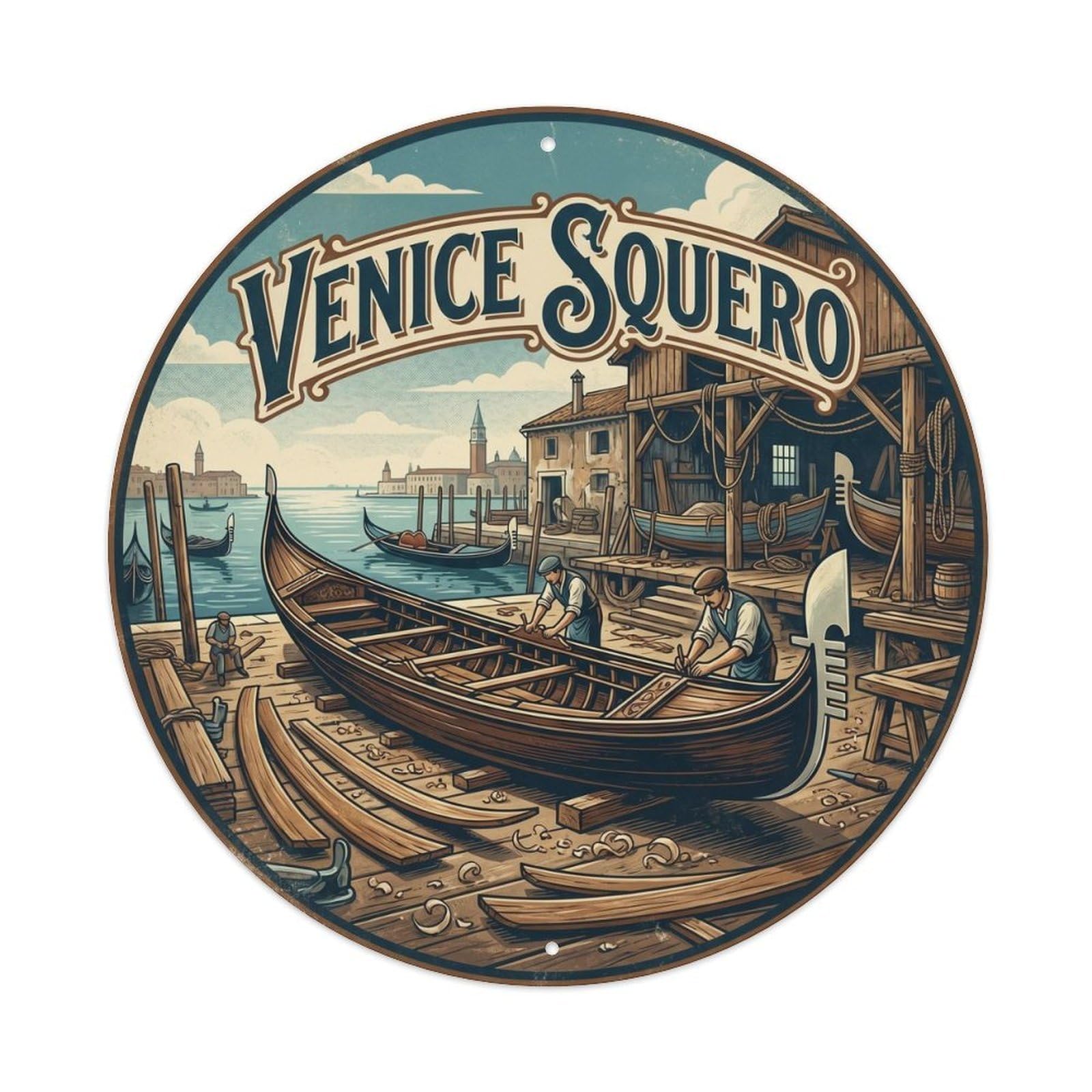 Venice Italy Squero Landmark Travel Classic Metal Tin Sign