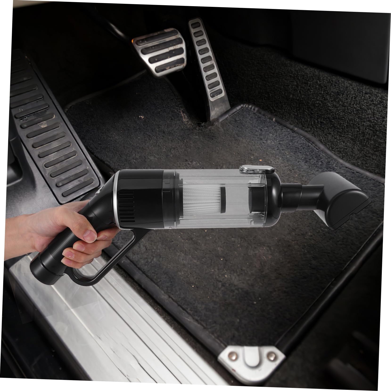 Cabilock Aspiradora de Mano Recargable 6000mah Negra de Plástico para Coche | Potencia de Succión, Uso en Oficina y Vehículo, Carga USB y Formato Portátil