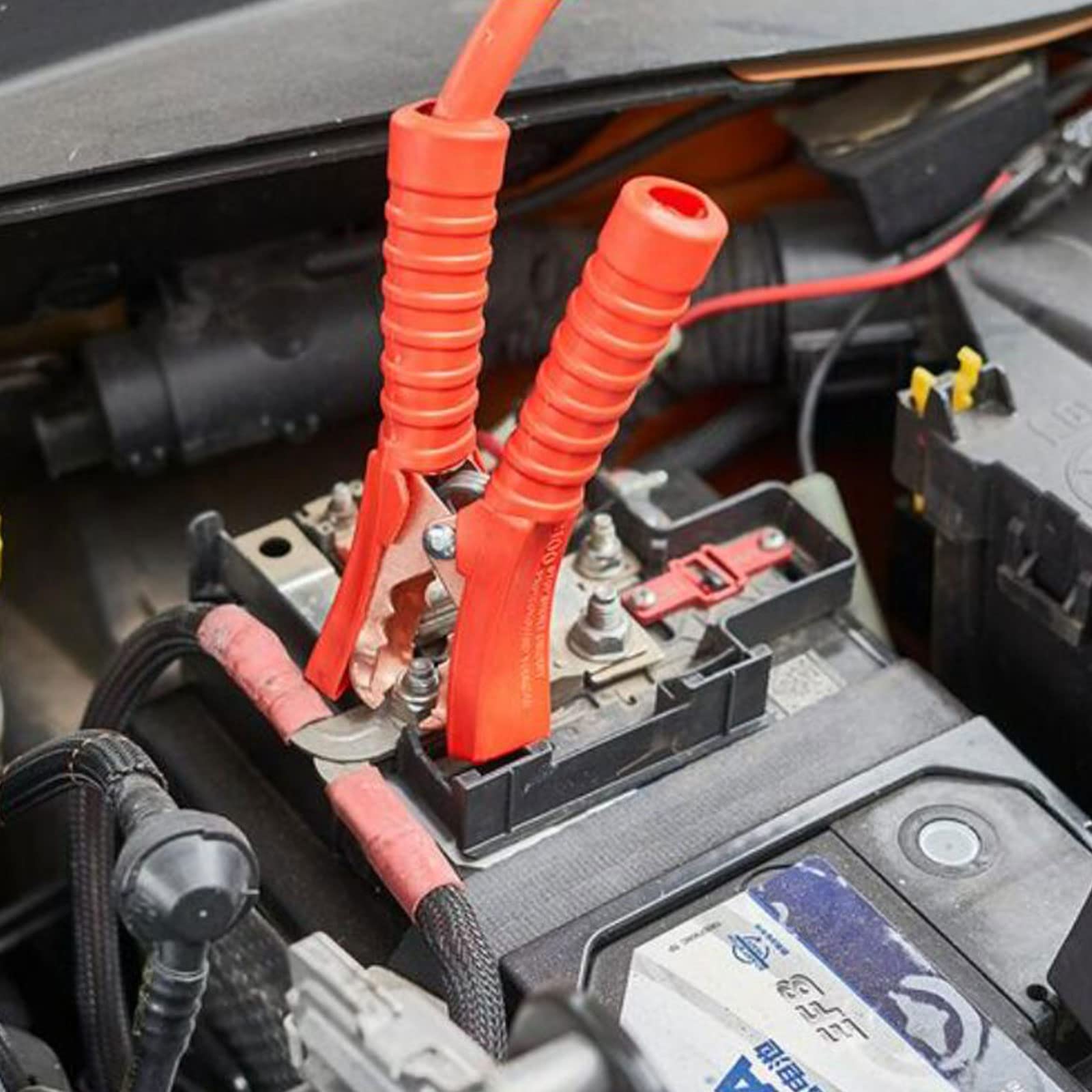 Morsetti per caricabatterie e ponticello per batteria, 1300 A, clip di ricambio per cavi in rame puro resistente, per camion, SUV, camper, barche (nero + rosso), 2 pezzi