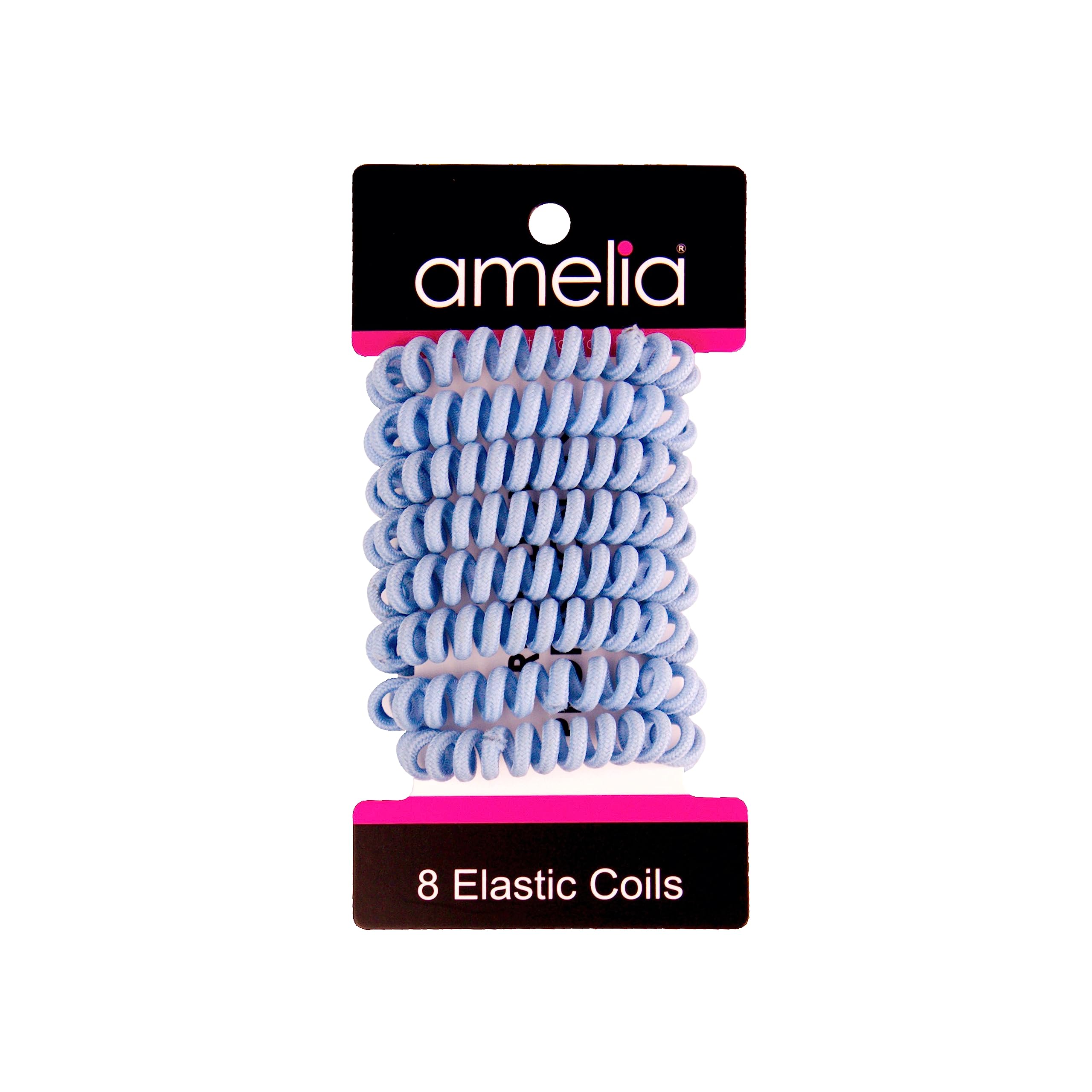 Amelia Beauty, 8 Small Fabric Wrapped Elastic Hair Coils, 1.75in Diameter Spiral Hair Ties, Gentle on Hair, Strong Hold and Minimizes Dents and Creases, Sky Blue