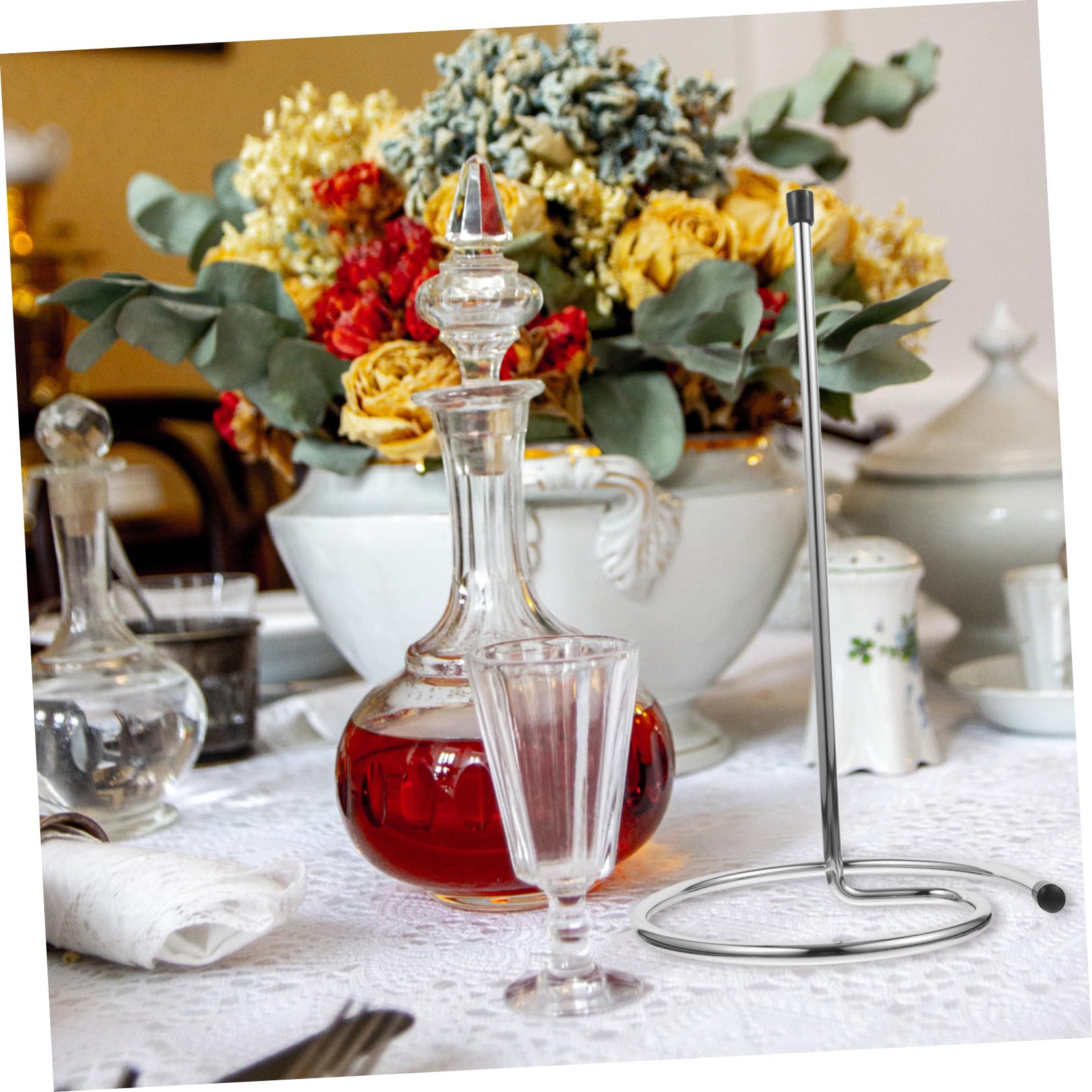 MAGICLULU Supporto Asciugabicchieri per Decanter Vino in Acciaio Inossidabile Argento, Salvaspazio Struttura Capovolta, 2 Pezzi per Casa e Ristorante