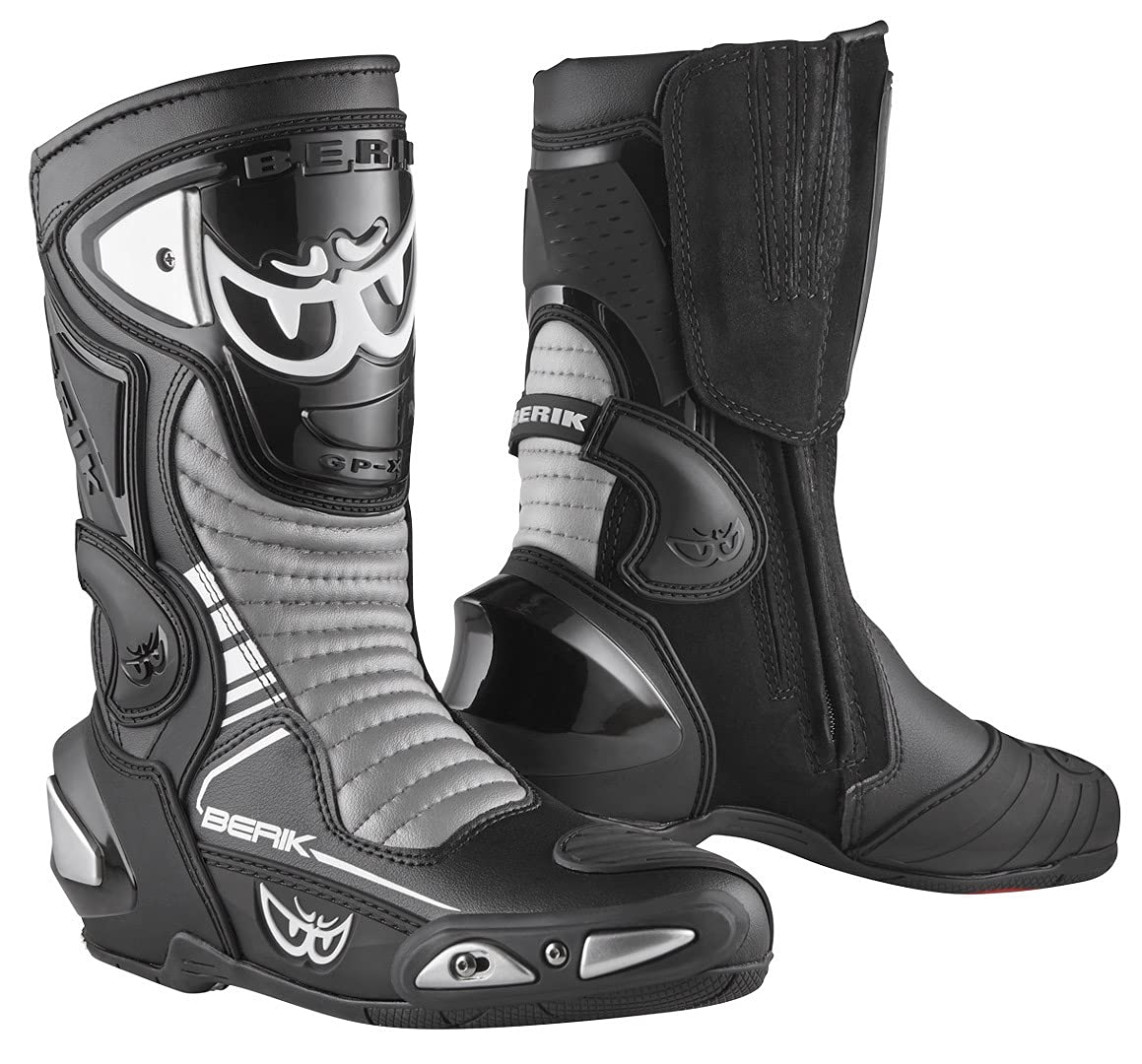 Berik Race-X EVO Stivali da moto, nero/bianco/grigio, 45