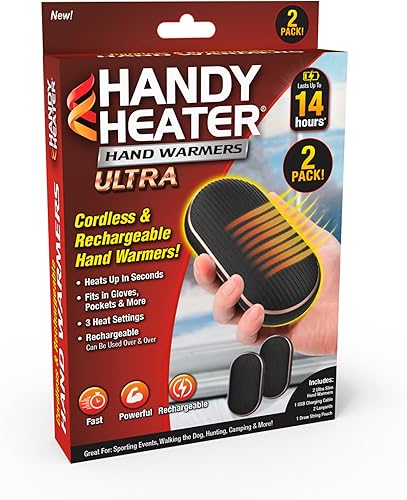 Handy Heater - Calentadores de manos ultra - Recargables e inalámbricos con 3 ajustes de calor - Portátil, alimentado por batería, ligero - Hasta 7