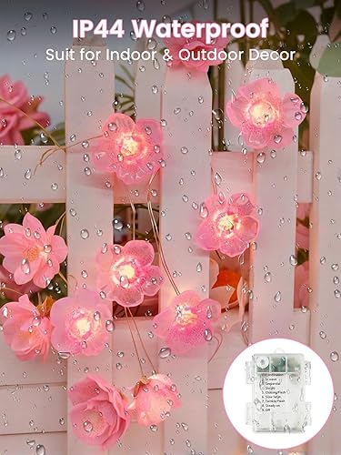 Miniatura 21 de Guirnalda de luces LED en forma de corazones rosas, 3 m, alimentada por pilas, temporizador, luces intermitentes, impermeable, para Navidad