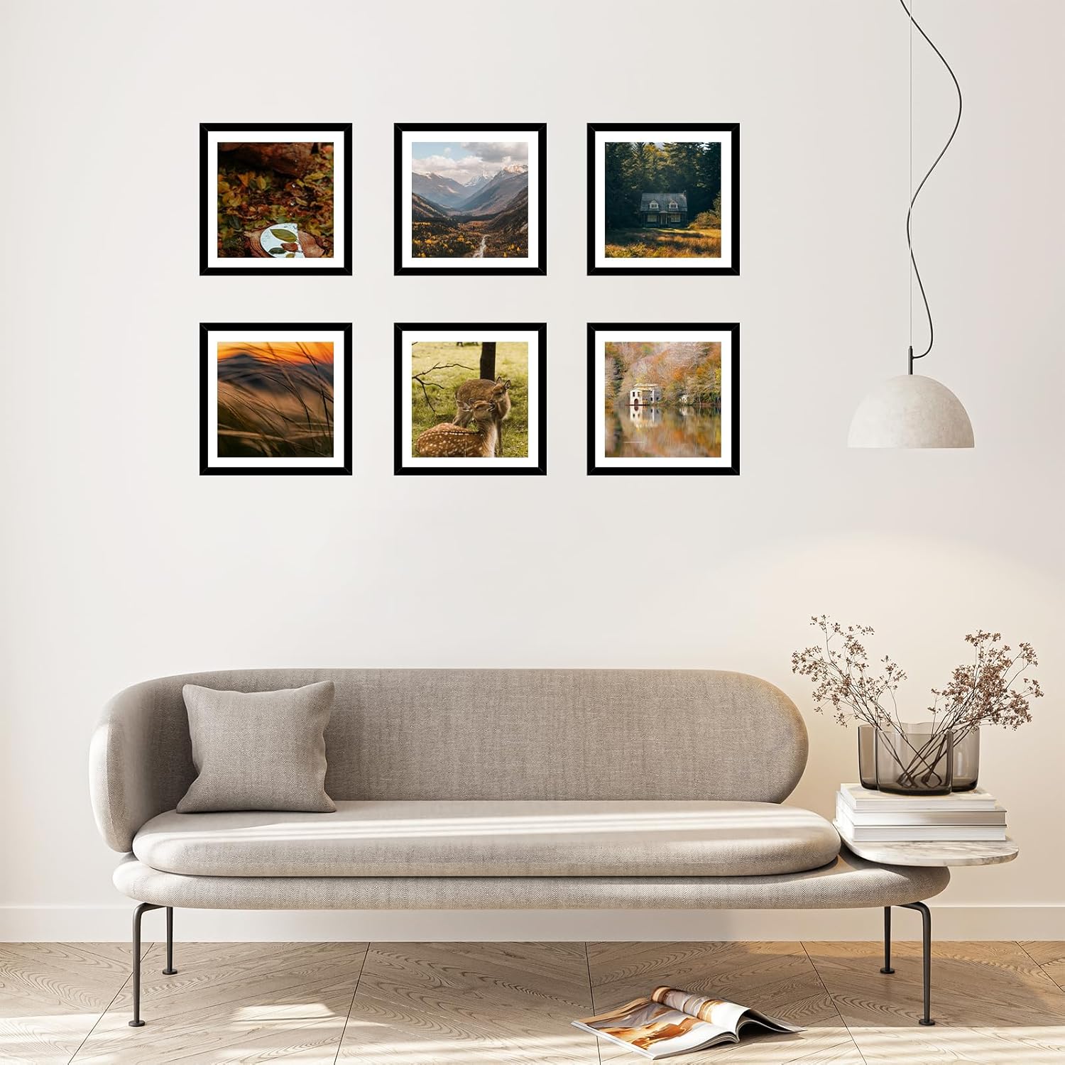 Wood 12x12 Frame Set of 4 Black with 10x10 Mat, for 30 x 30cm Diamond Art Painting, Display Picture 10 x 10 with Mat or 12 x 12 without Mat, Large 30x30 Picture Frame for Wall Hanging, Black, 4 Pack