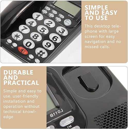 Miniatura 3 de Housoutil Teléfono de escritorio portátil de mesa con pantalla grande, fácil instalación, teléfono fijo con cable para oficina y uso doméstico,