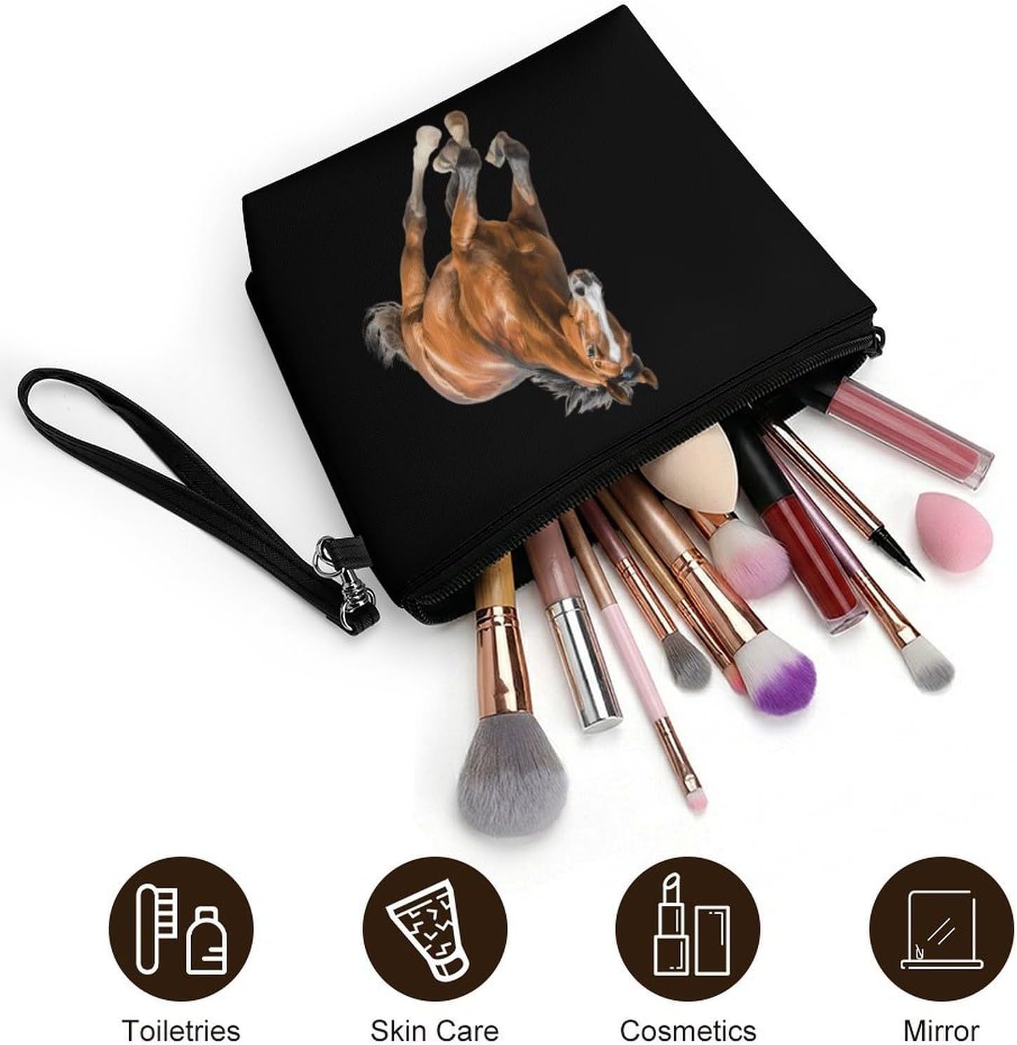 Racing Horse Running Women's Makeup Bag for Purse image 5