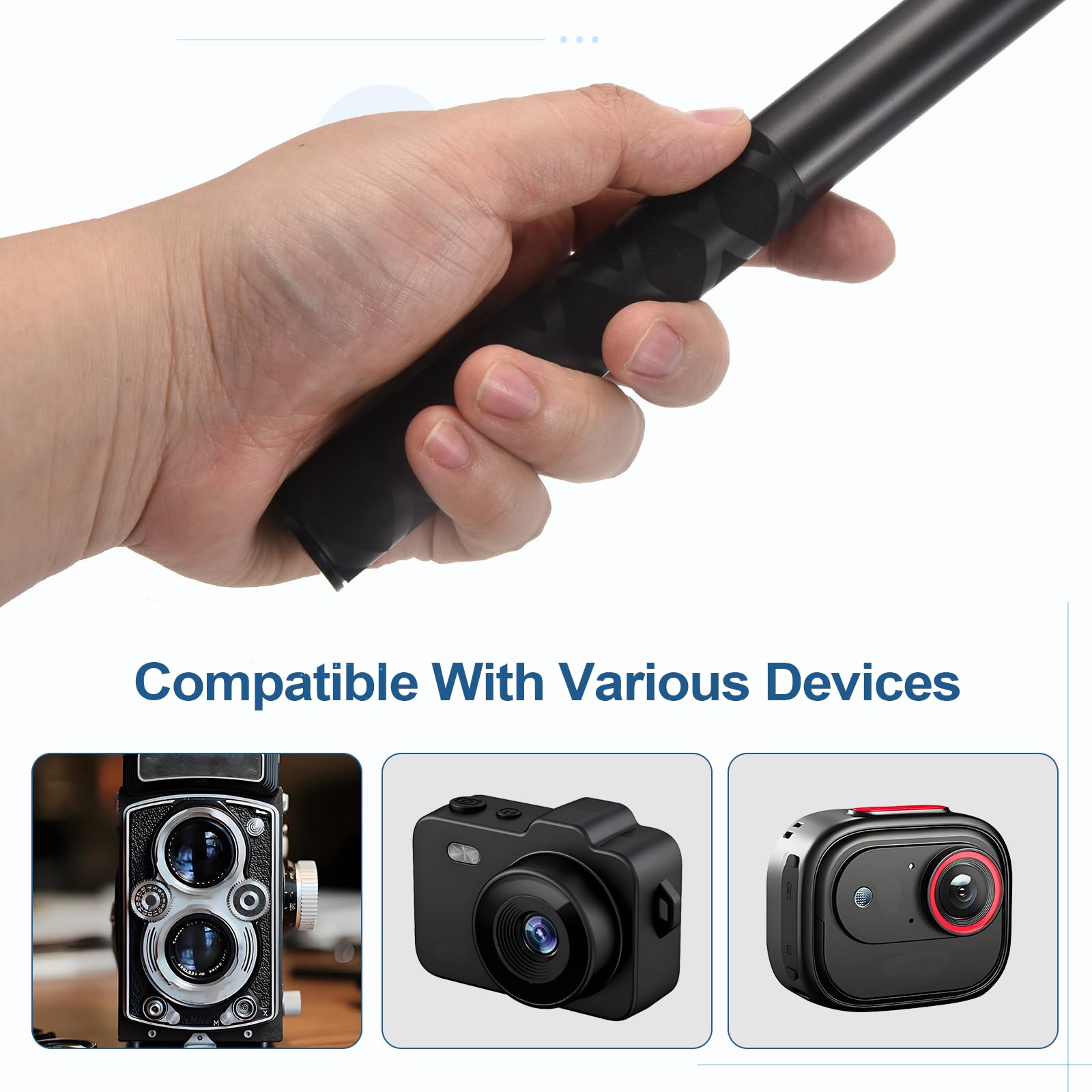 QUARKZMAN Unsichtbarer Selfie-Stick 300 cm 1/4"-20