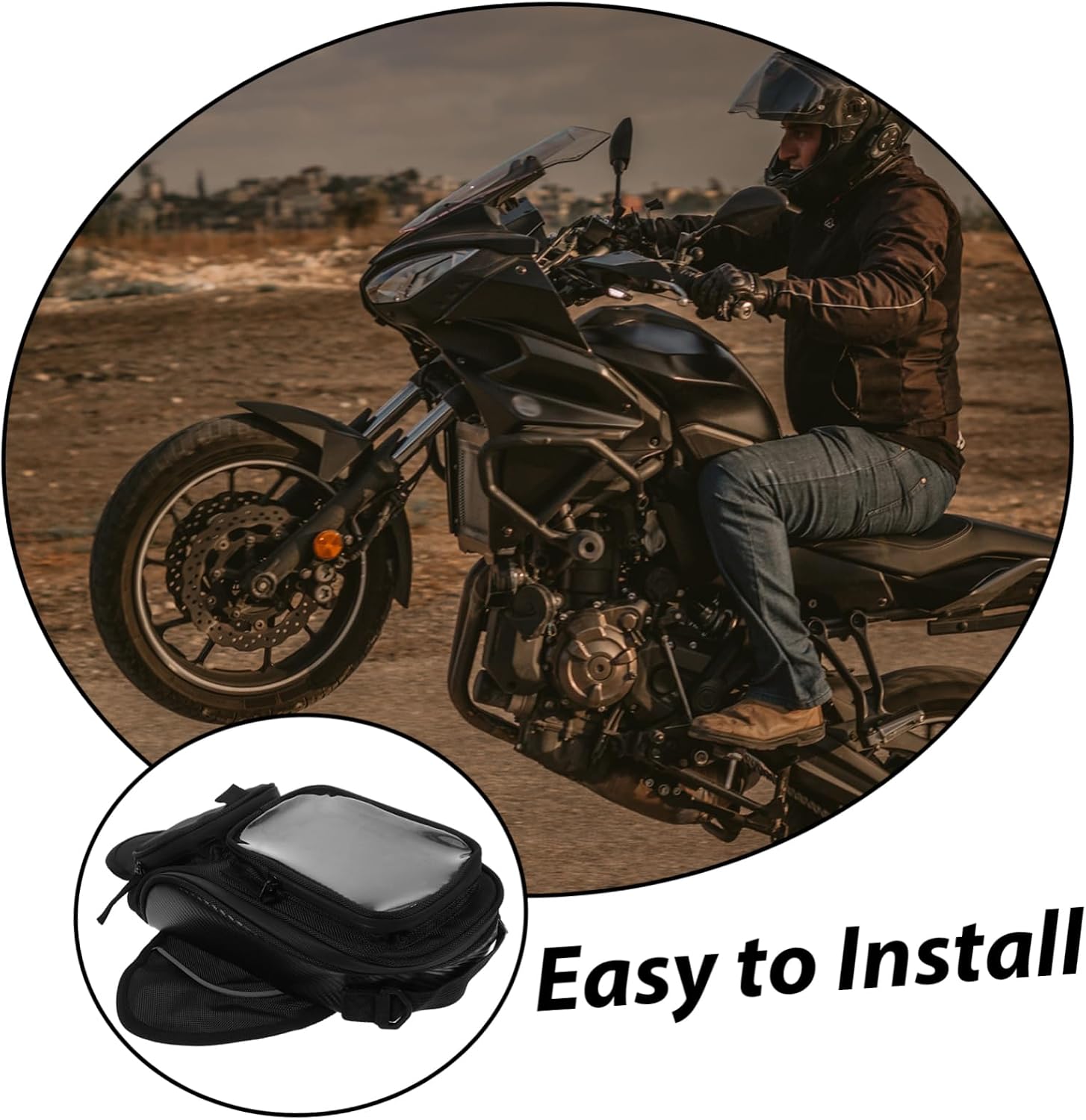 Magnetic Motorcycle Tank Bag Storage Pouch Headphone Port for Navigation Fit for Motorcycle Models