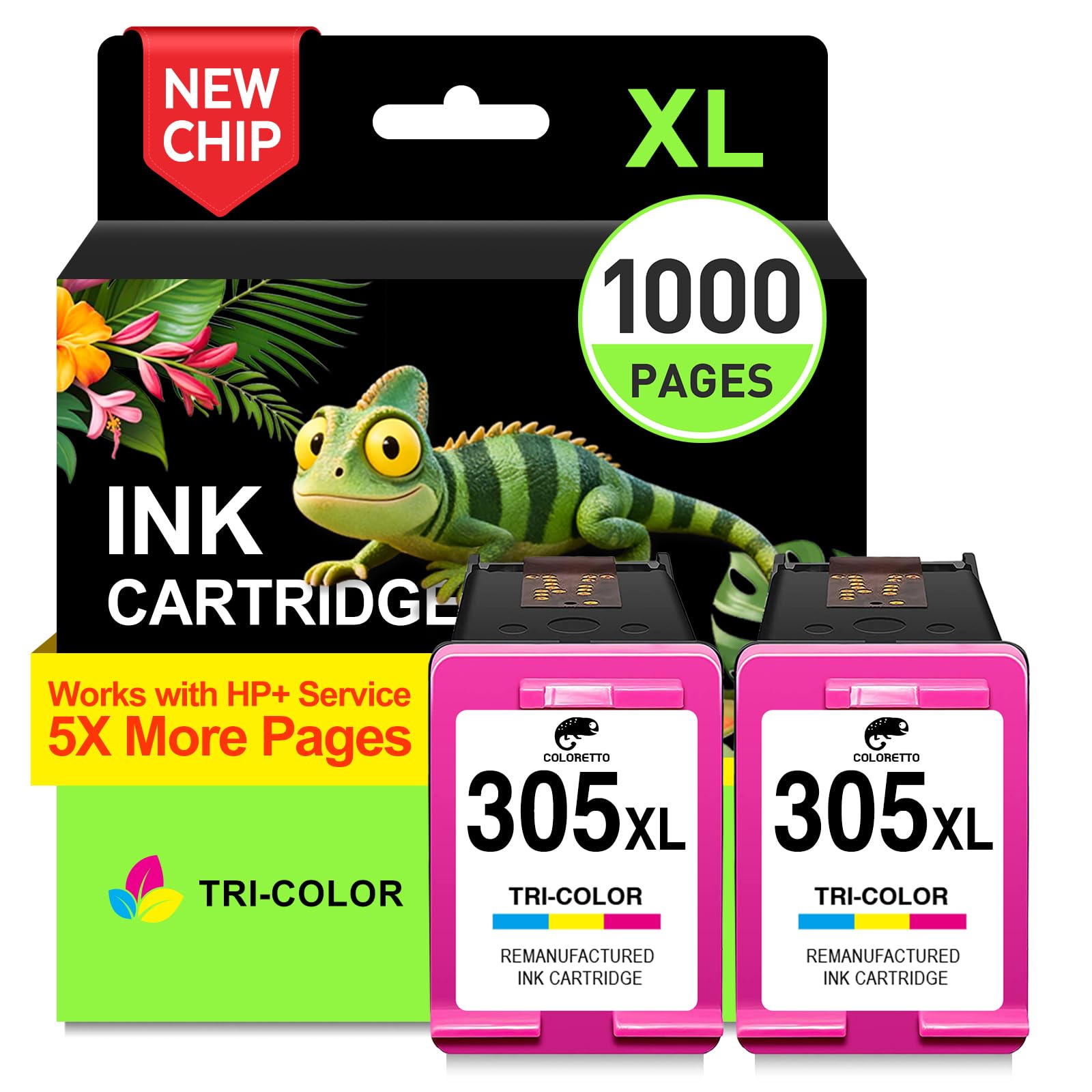 COLORETTO 305XL Color Pack Tinta para HP 305 XL DeskJet 4220e DeskJet 2820e | Cartuchos para HP 305 XL Color Deskjet 2810e 2821e 2822e 2823e 4200e 4210e 4222e 4230e 2720e 2723e 4110e 4120e 4122e 4130e