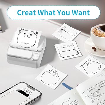 Kazazoo 10 Rolls Mini Printer Paper, Thermal Sticker Paper for Photo, School Notes, Journal, DIY