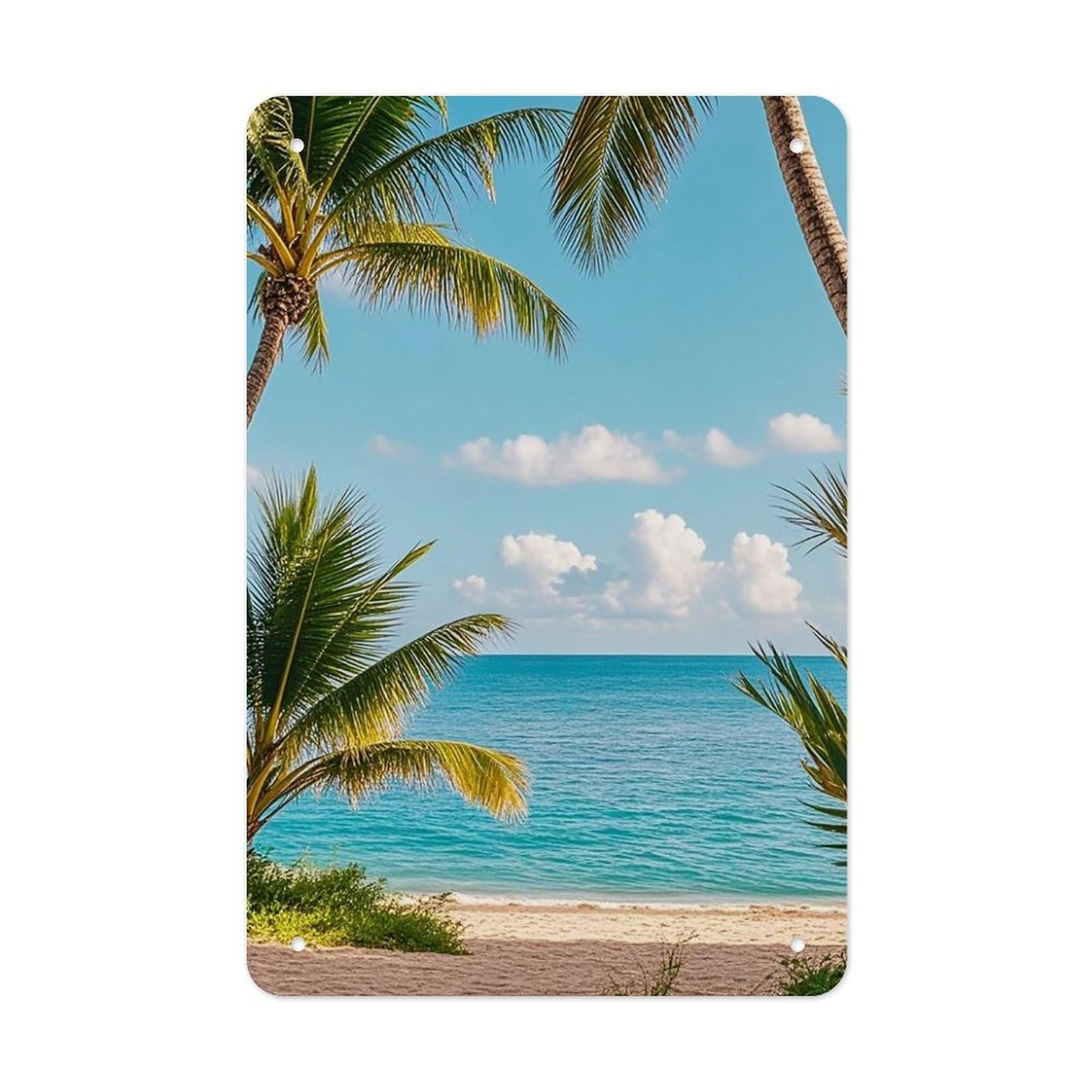 QMNLKH Tropical Palm Trees Plaques for Wall Decor, Personalized Metal Tin Sign for Home, Multifunctional Poster for Office, Fashion Painting for Hallway, Wall Art Pictures, 7.9x11.8Inch