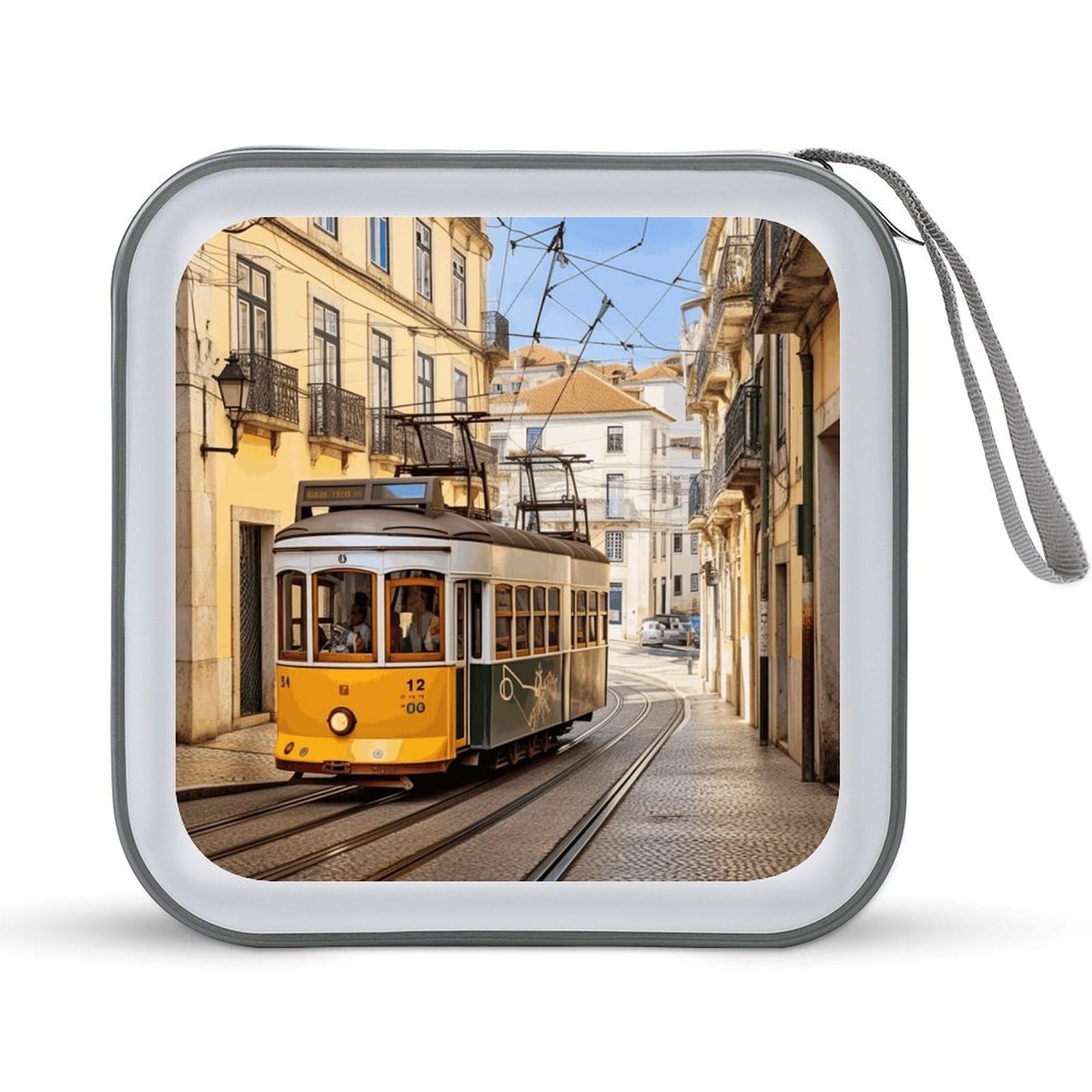 VstaDank Lisbon 40 Capacity Tram CD Case with Zipper Disc Storage Organizer, Portable Hard Plastic Storage CD Holder, CD Holder Organizer